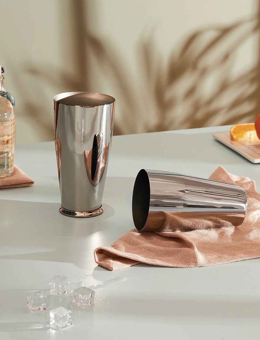 Alessi - Set of shaker, bar strainer, stirrer and cocktail measure in 18/10 stainless steel - shaker & cocktail-utensilien - steel - 4