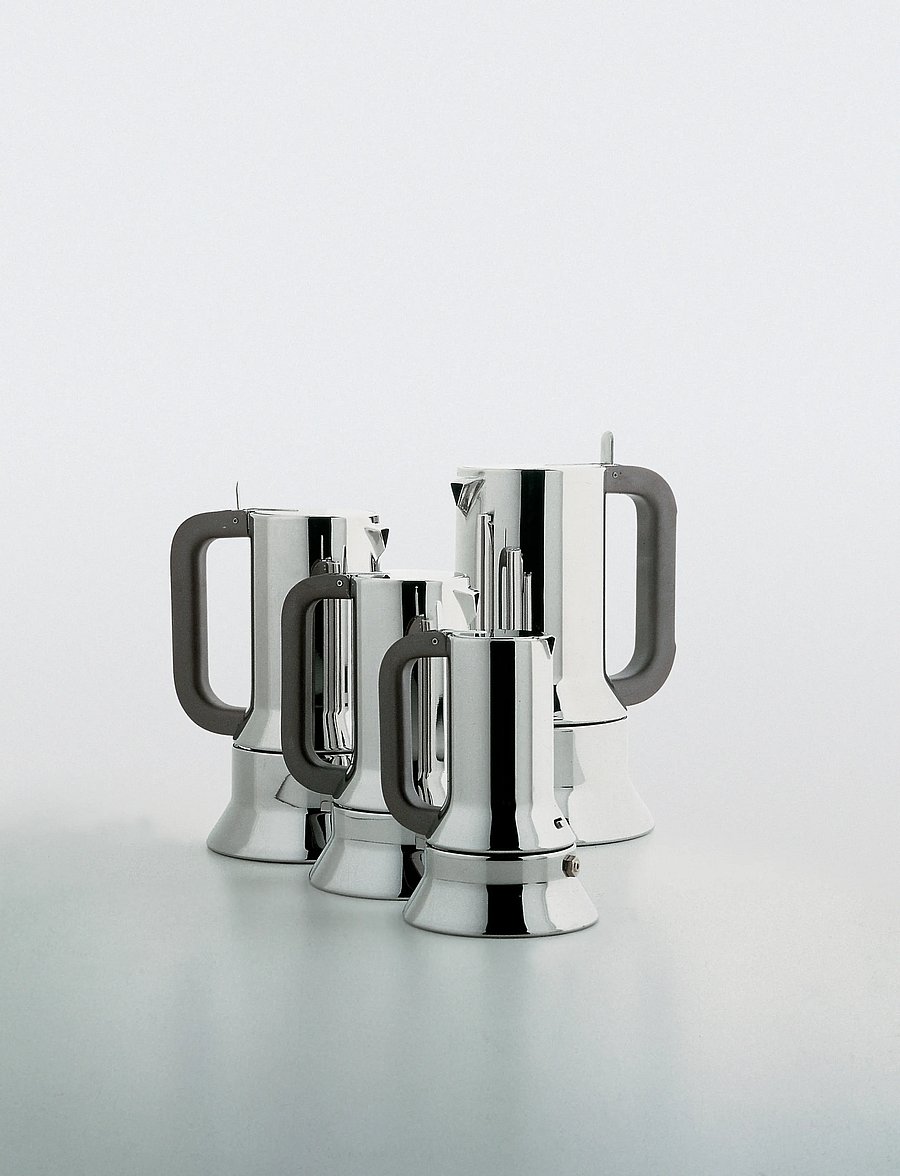 Alessi - Espresso maker in 18/10 Magnetic steel bottom suitable for induction cooking 3 cup - moka-töpfe - steel - 4