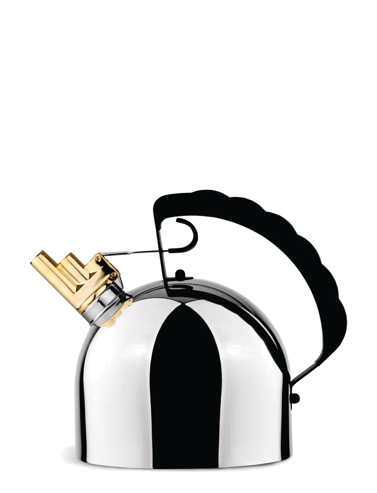 Alessi Kettle In 18/10 With Melodic Brass Whistle And Pa Handle, Black Induction, Kedel og vandkoger, Sort, Str: D16.5CM