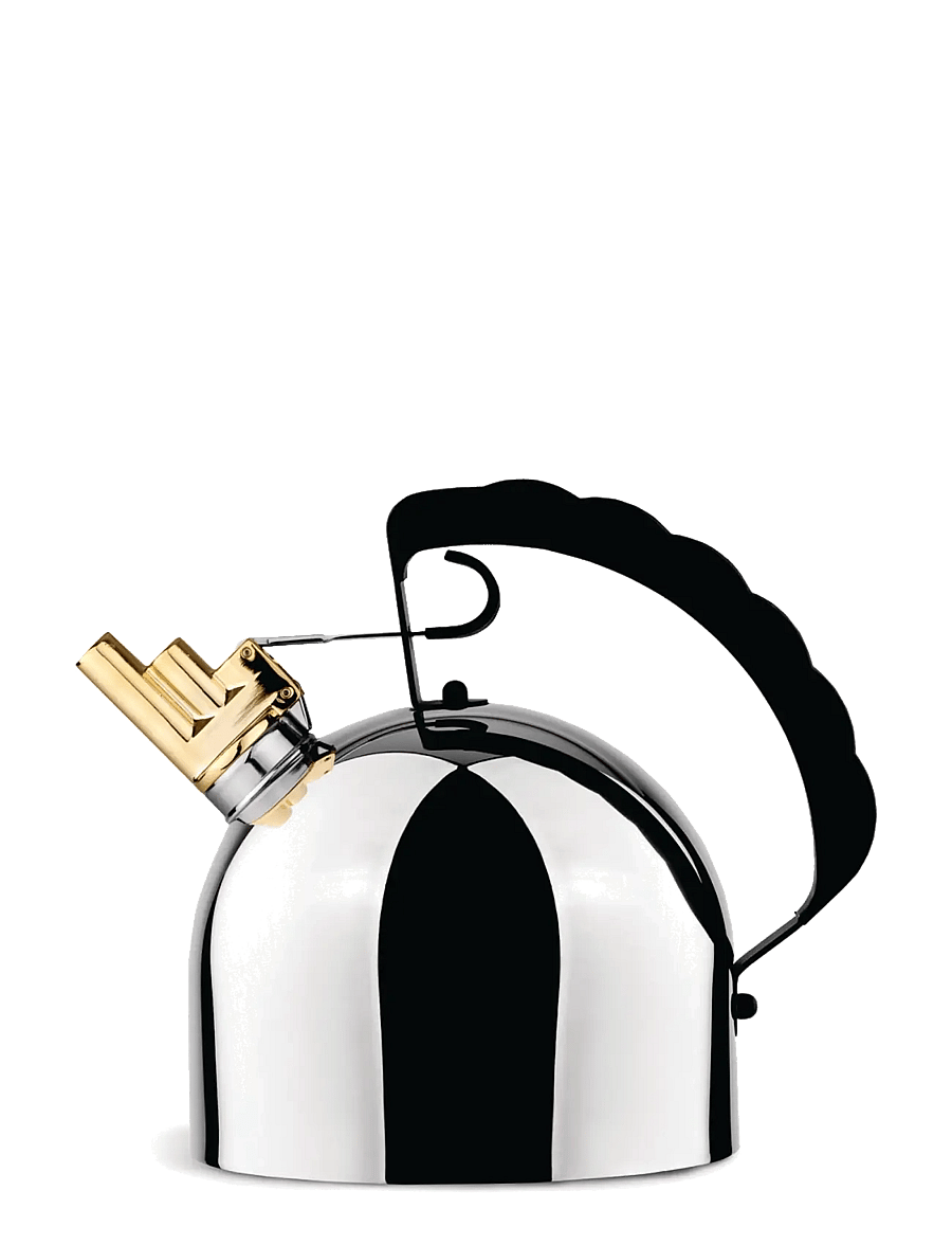 Alessi - Kettle in 18/10 with melodic brass whistle and PA handle, black induction - wasserkessel & wasserkocher - black - 1