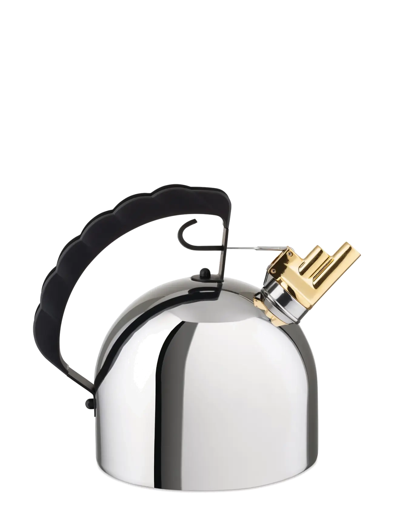Alessi - Kettle in 18/10  with melodic brass whistle and PA handle, black induction - black - 2
