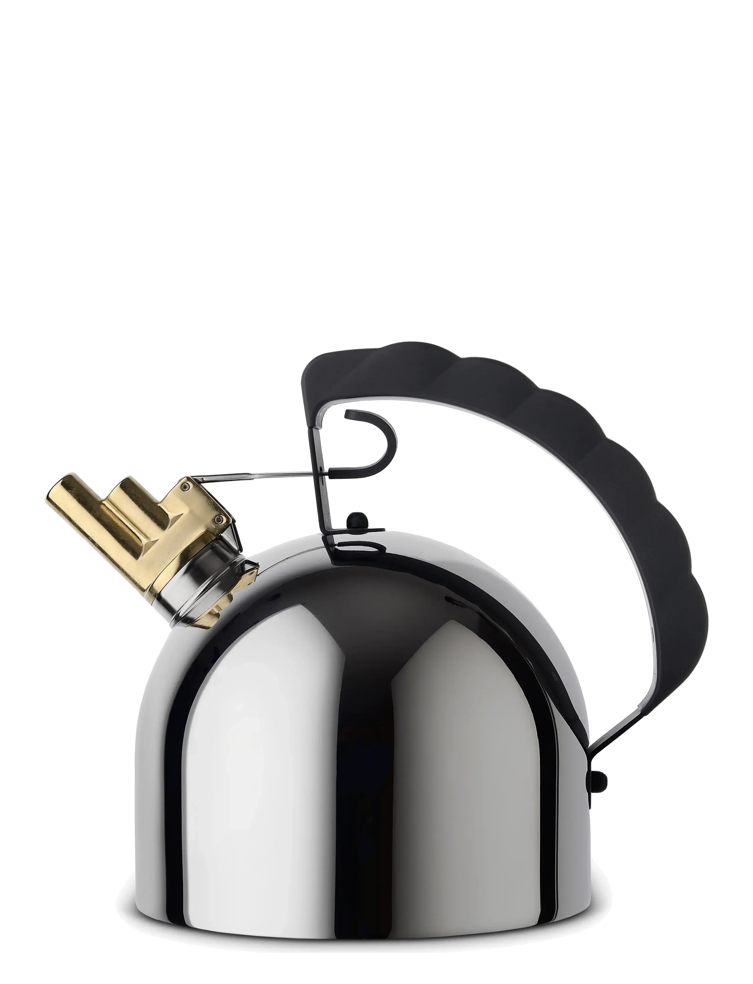 Alessi - Kettle in 18/10  with melodic brass whistle and PA handle, black induction - black - 3