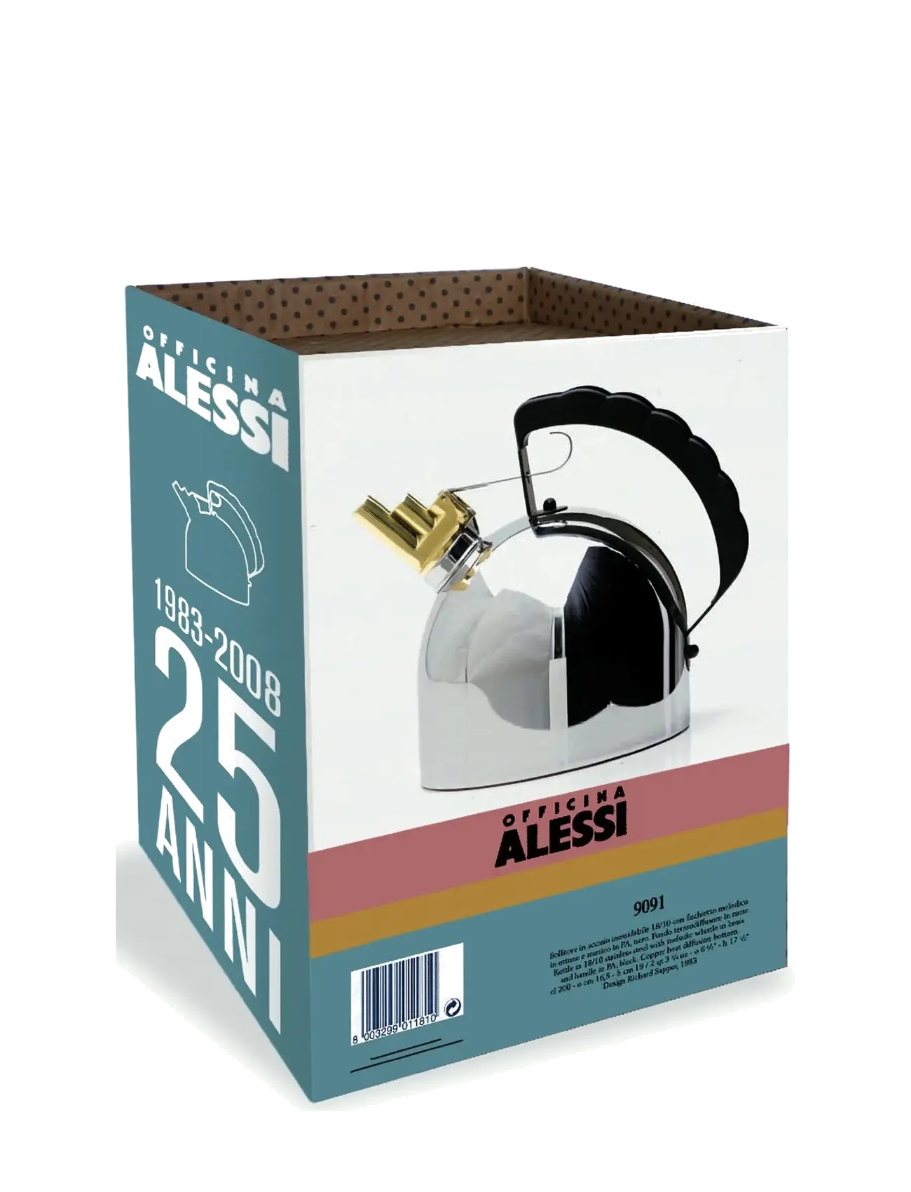 Alessi - Kettle in 18/10  with melodic brass whistle and PA handle, black induction - black - 4