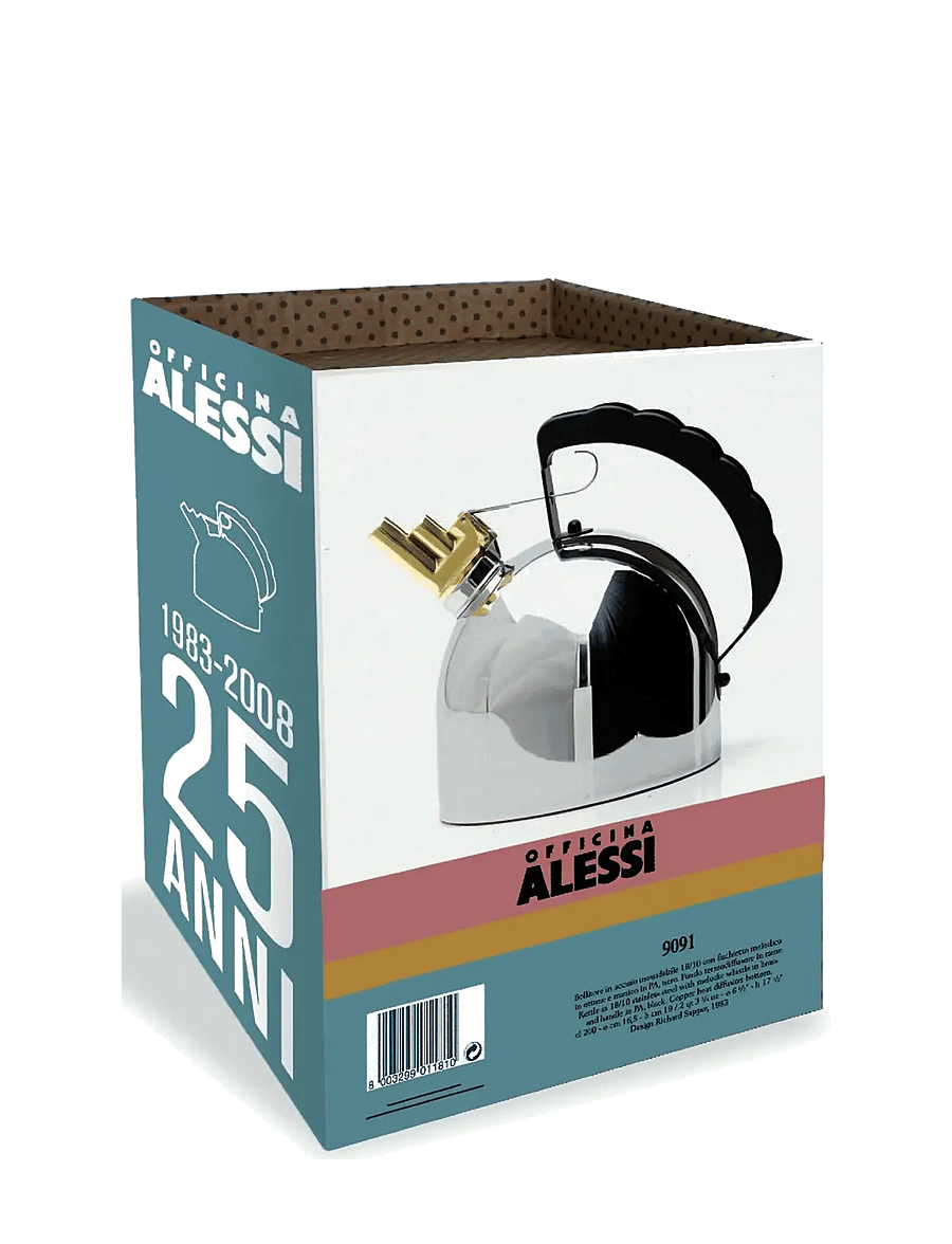 Alessi - Kettle in 18/10 with melodic brass whistle and PA handle, black induction - wasserkessel & wasserkocher - black - 4