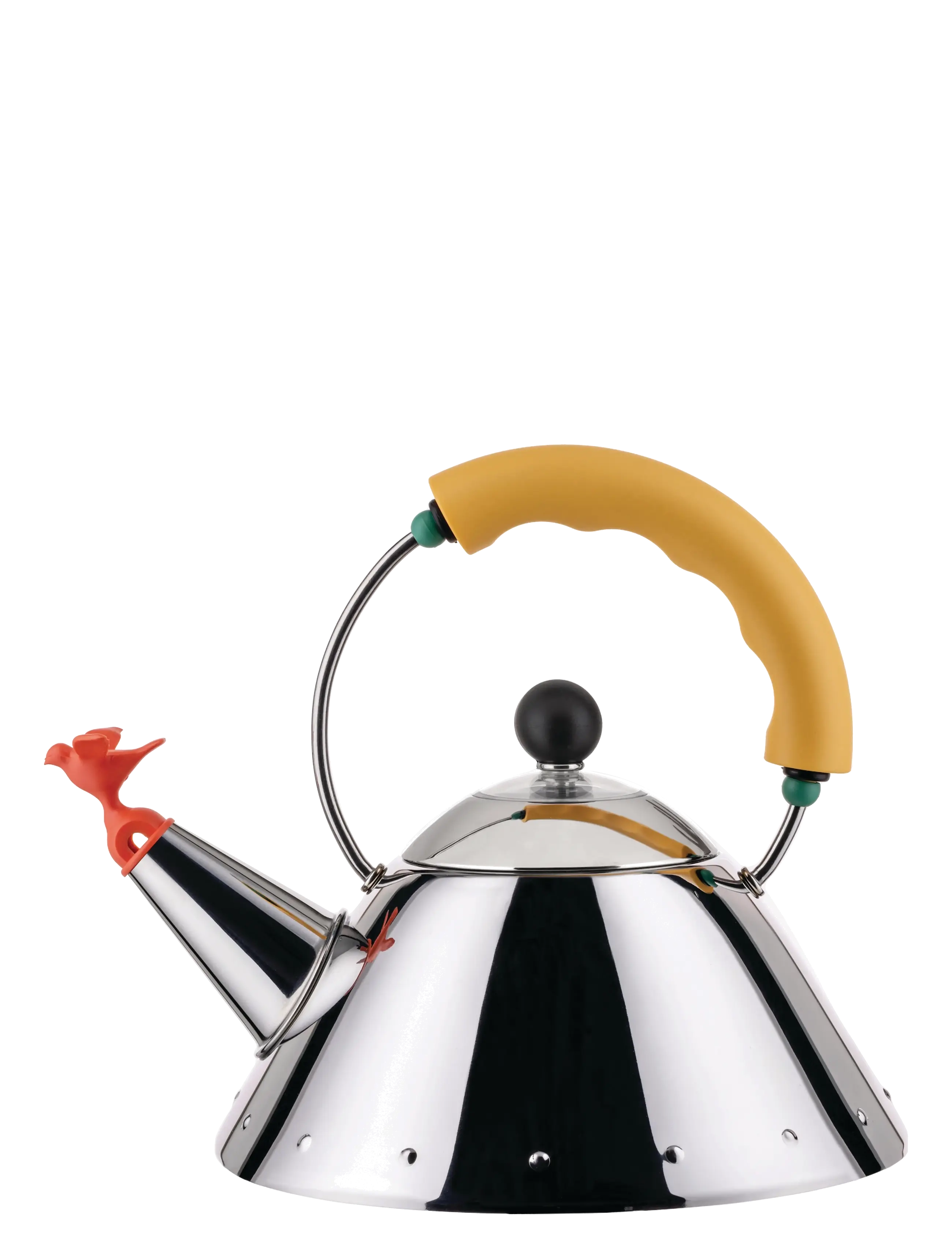 Alessi Kettle In 18/10, Mirror-Polished And A Bird-Shaped Whistle In Pa, Yellow Induction, Kedel og vandkoger, Gul, Str: D20CM