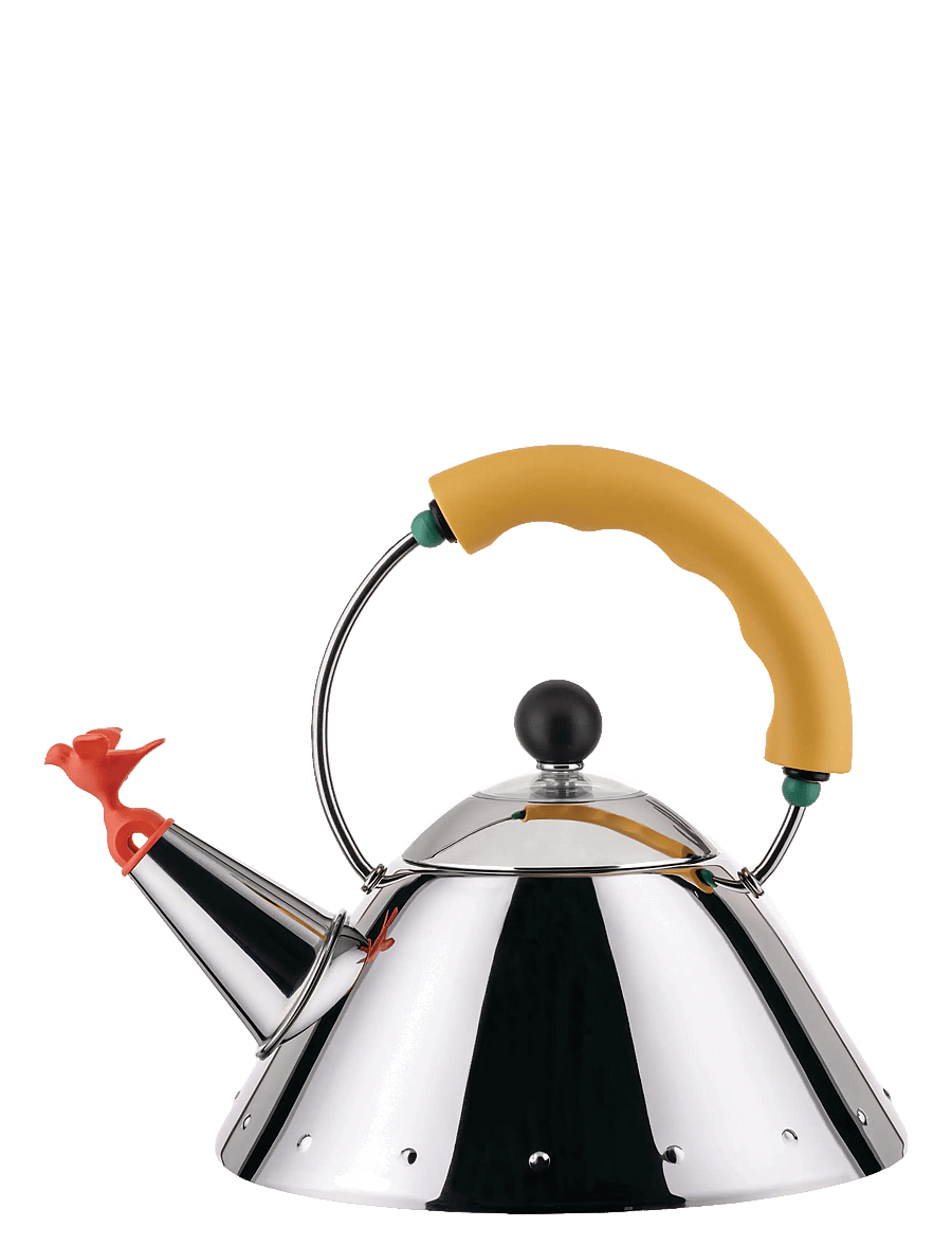 Alessi - Kettle in 18/10, mirror-polished and a bird-shaped whistle in PA, yellow induction - wasserkessel & wasserkocher - yellow - 1