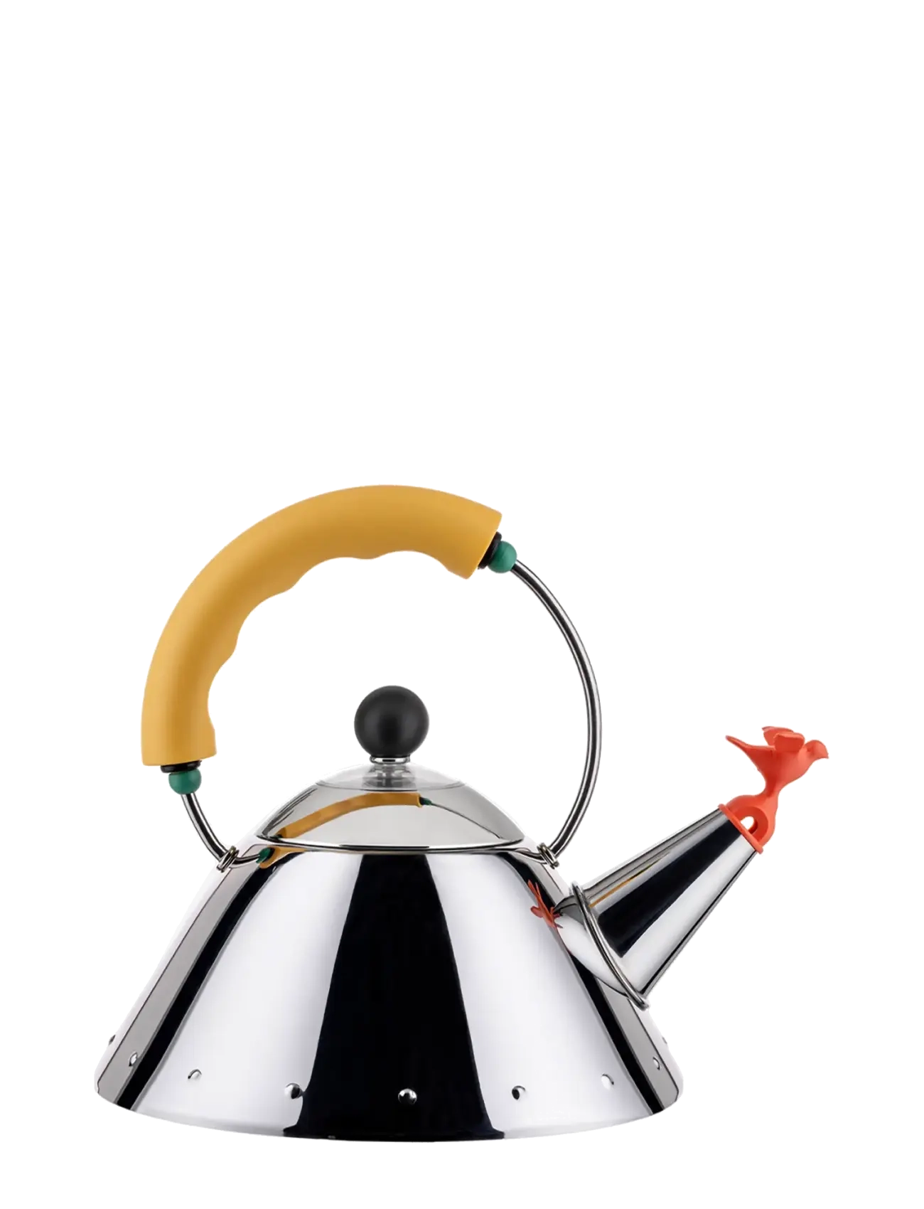 Alessi - Kettle in 18/10, mirror-polished and a bird-shaped whistle in PA, yellow induction - yellow - 2