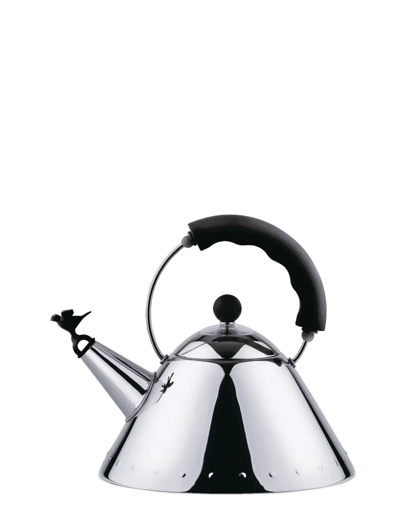 Alessi Kettle In 18/10, Mirror-Polished And A Bird-Shaped Whistle In Pa, Induction, Kedel og vandkoger, Sort, Str: D22CM