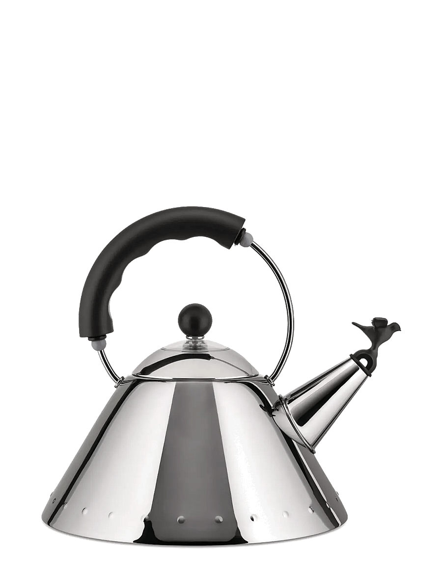 Alessi - Kettle in 18/10, mirror-polished and a bird-shaped whistle in PA, induction - wasserkessel & wasserkocher - black - 2