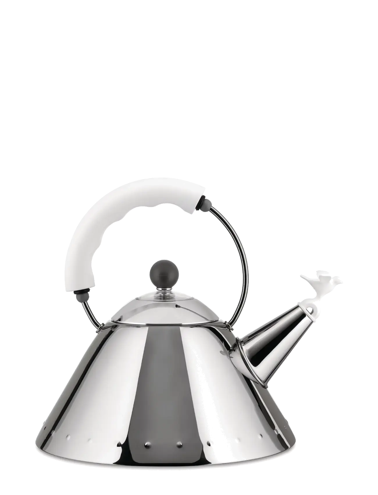 Alessi - Kettle in 18/10, mirror-polished and a bird-shaped whistle in PA, white induction - white - 2