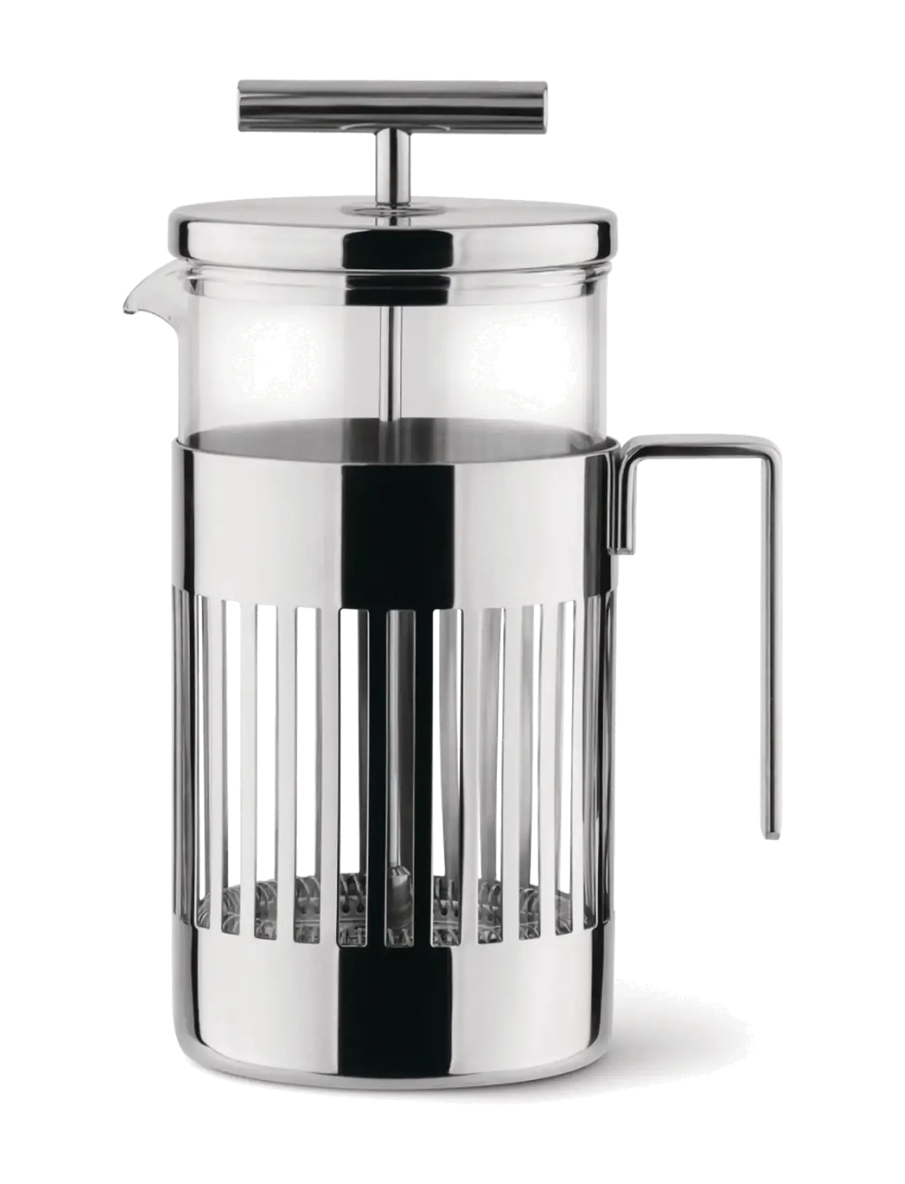 Alessi French Press In 18/10 Mirror-Polished Stainless Steel And Heat-Resistant Glass 3 Cups, Kaffebrygger, Sølv, Str: 3 CUPS