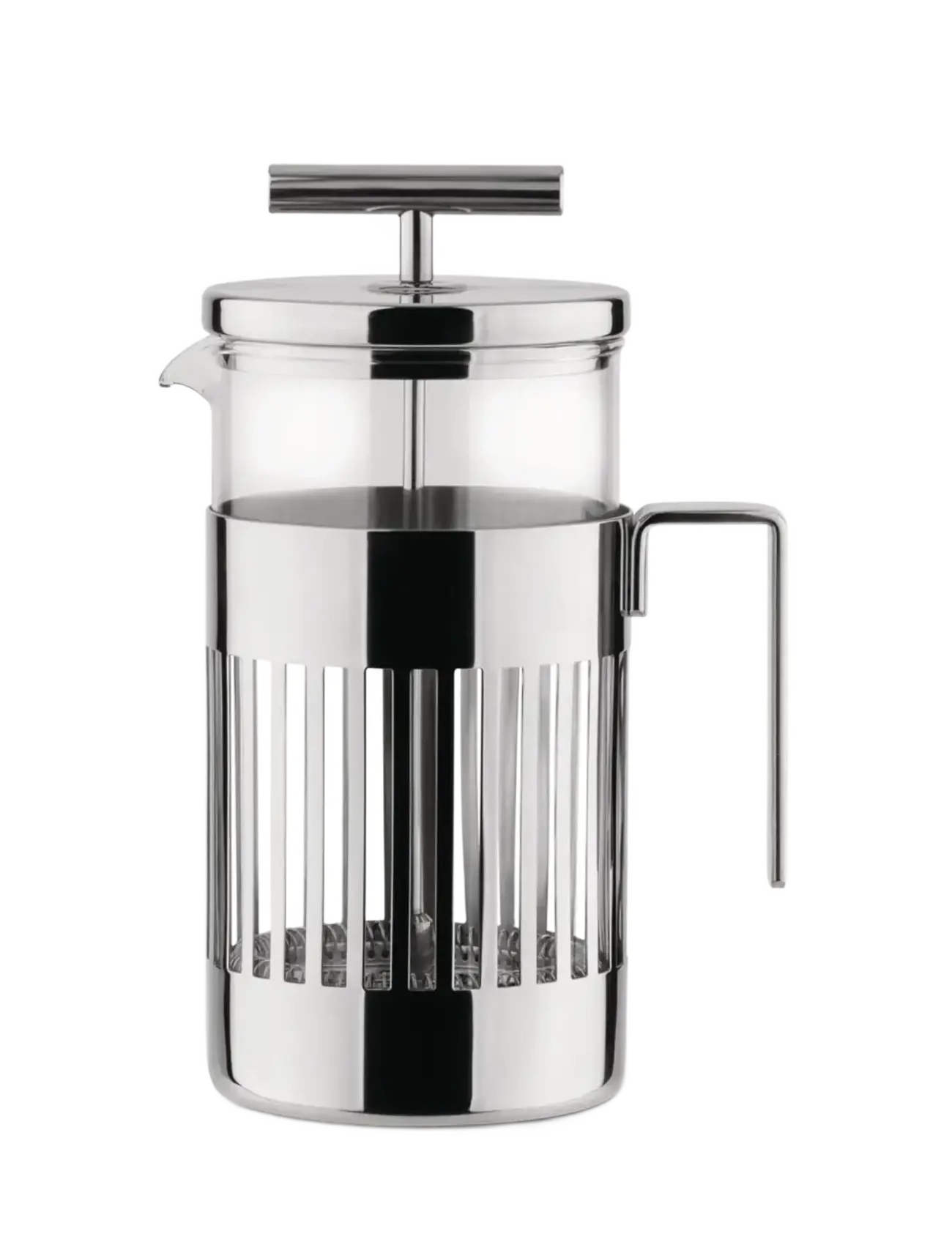 Alessi French Press Or Infusion Pot In 18/10 Stainless Steel And Heat-Resistant Glass 8 Cups, Kaffebrygger, Sølv, Str: 8 CUPS