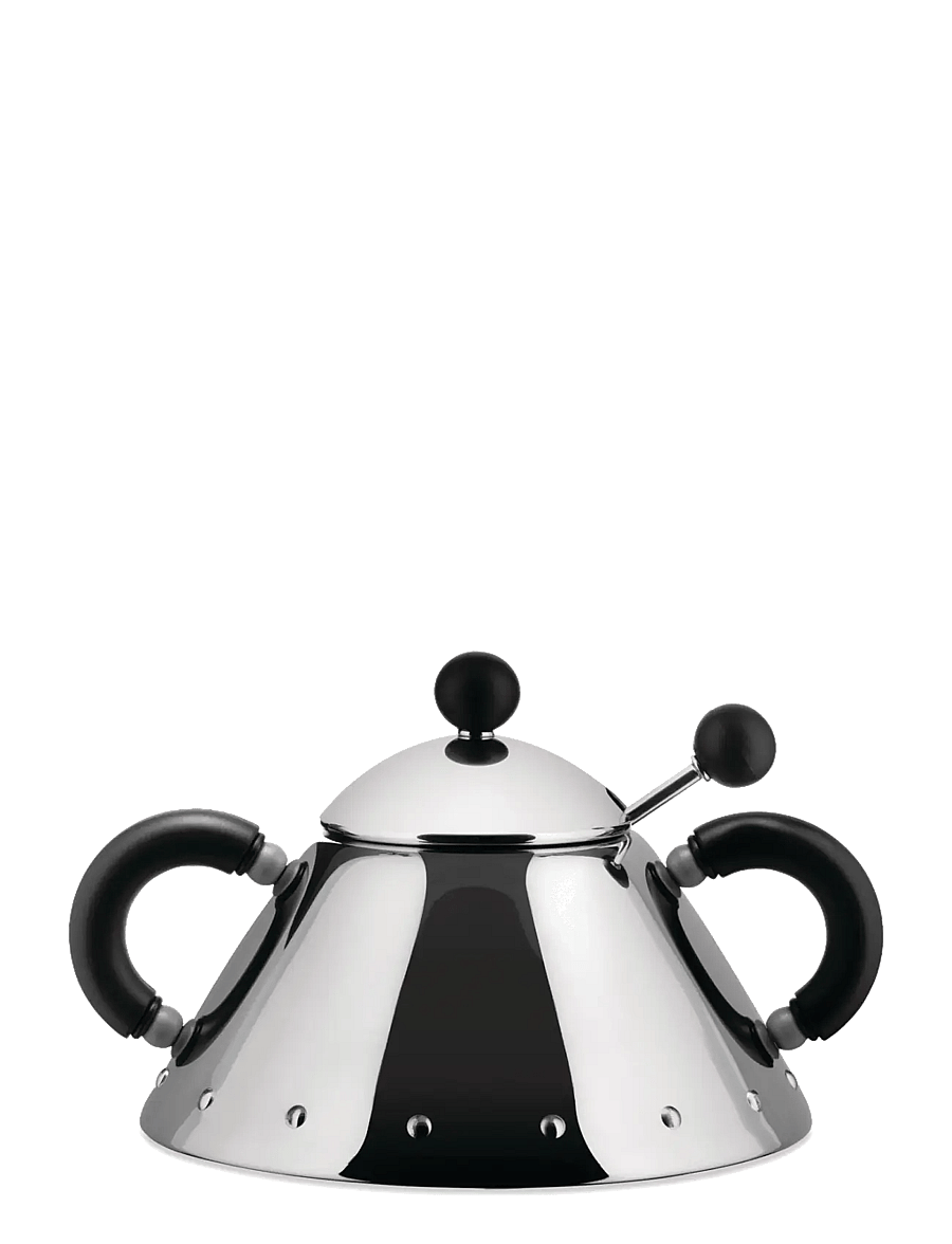 Alessi - Sugar bowl with spoon in 18/10 stainless steel and PA - zuckerschalen - black - 0