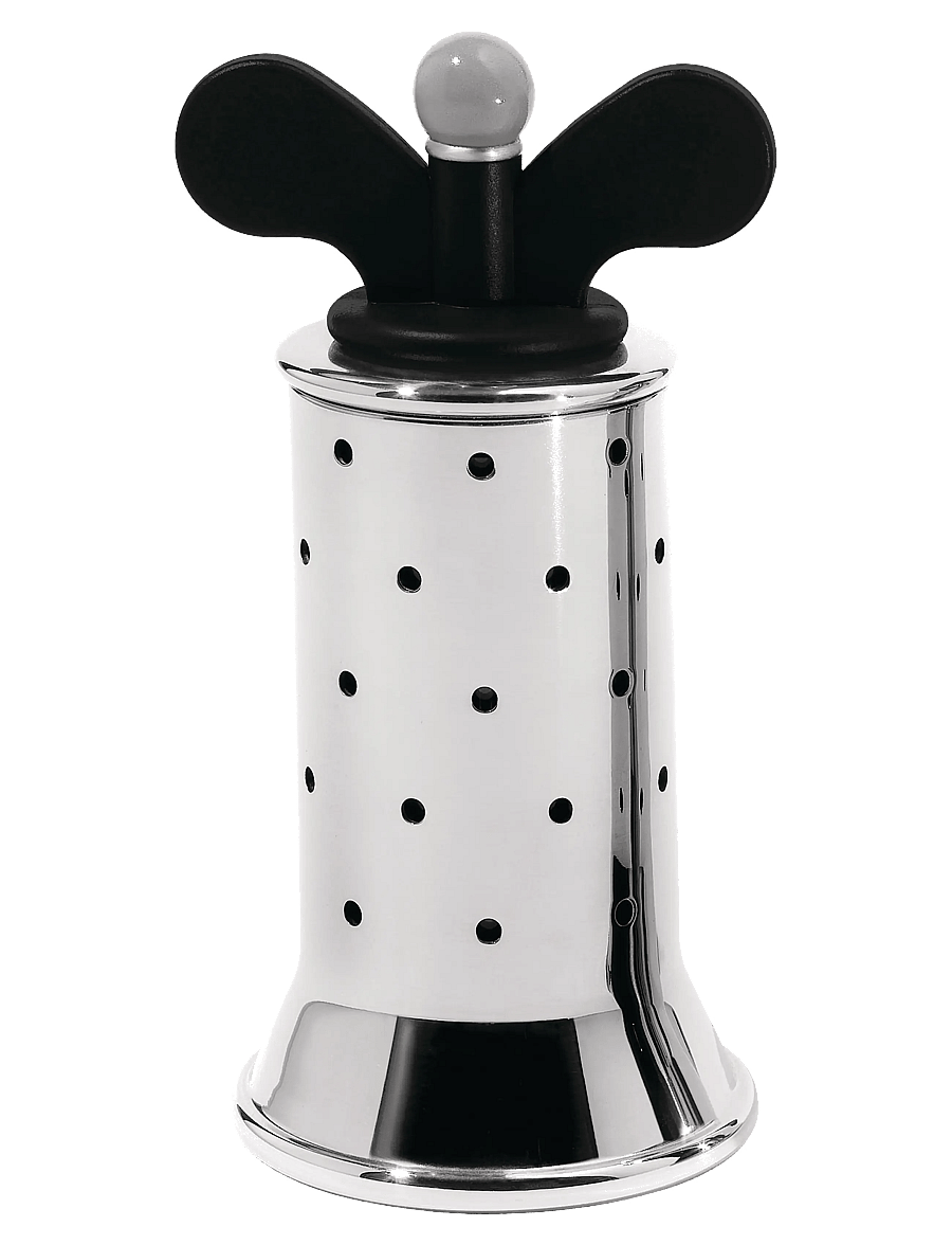 Alessi - Pepper mill i 18/10 mirror-polished stainless steel med fenor i PA - salz- & pfefferstreuer - black - 0