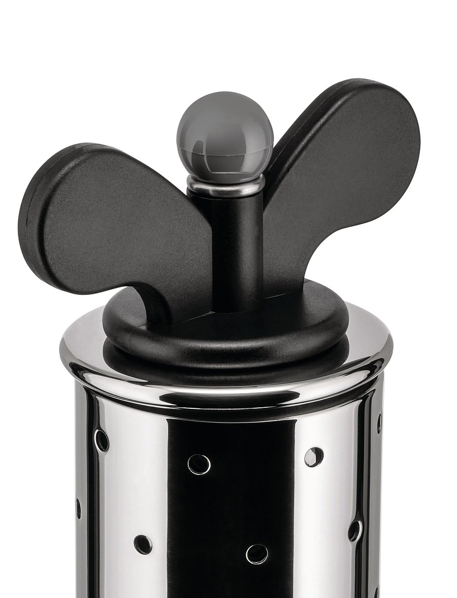 Alessi - Pepper mill i 18/10 mirror-polished stainless steel med fenor i PA - salz- & pfefferstreuer - black - 2