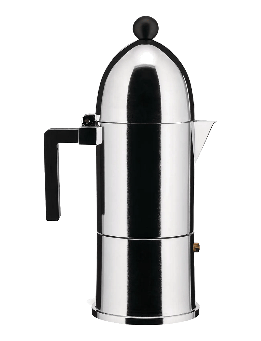 Alessi - Espresso maker in aluminum Handle and knob in thermoplastic, black 6 cups - espressokannud - black - 1