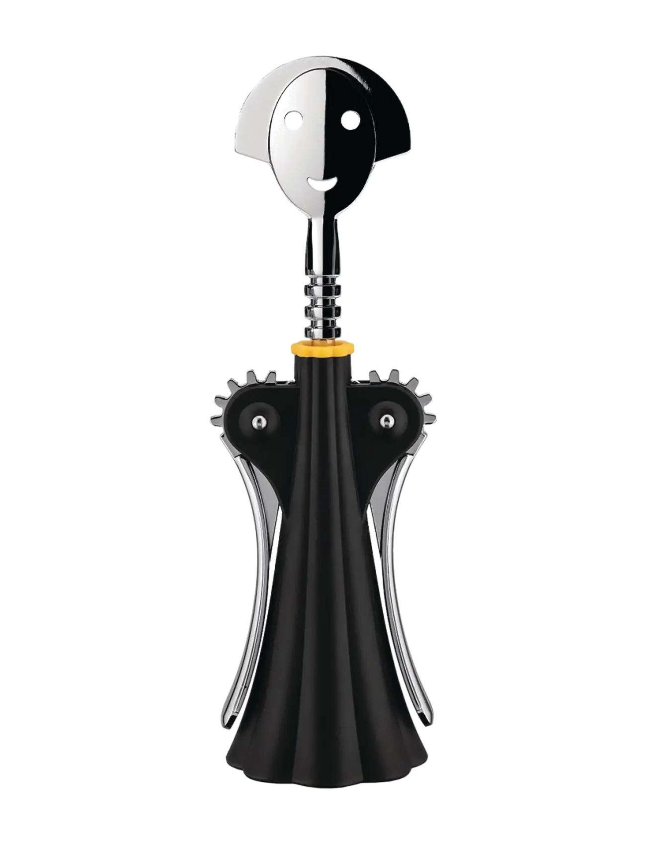 Alessi Corkscrew In Thermoplastic, Black And Chrome-Plated Zamak, Flaskeåbner og vinprop, Sort, Str: D7CM