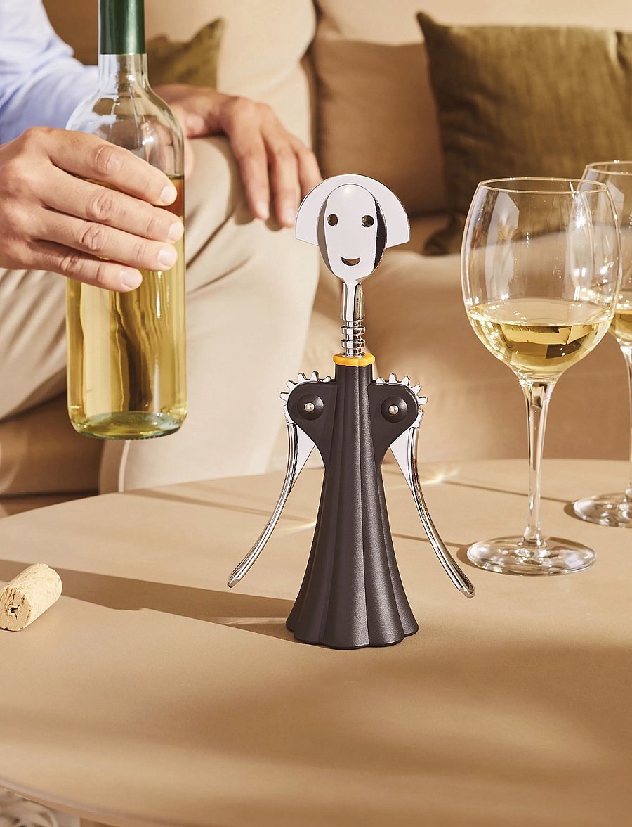 Alessi - Corkscrew in thermoplastic, black and chrome-plated zamak - pudeliavajad ja -korgid - black - 0
