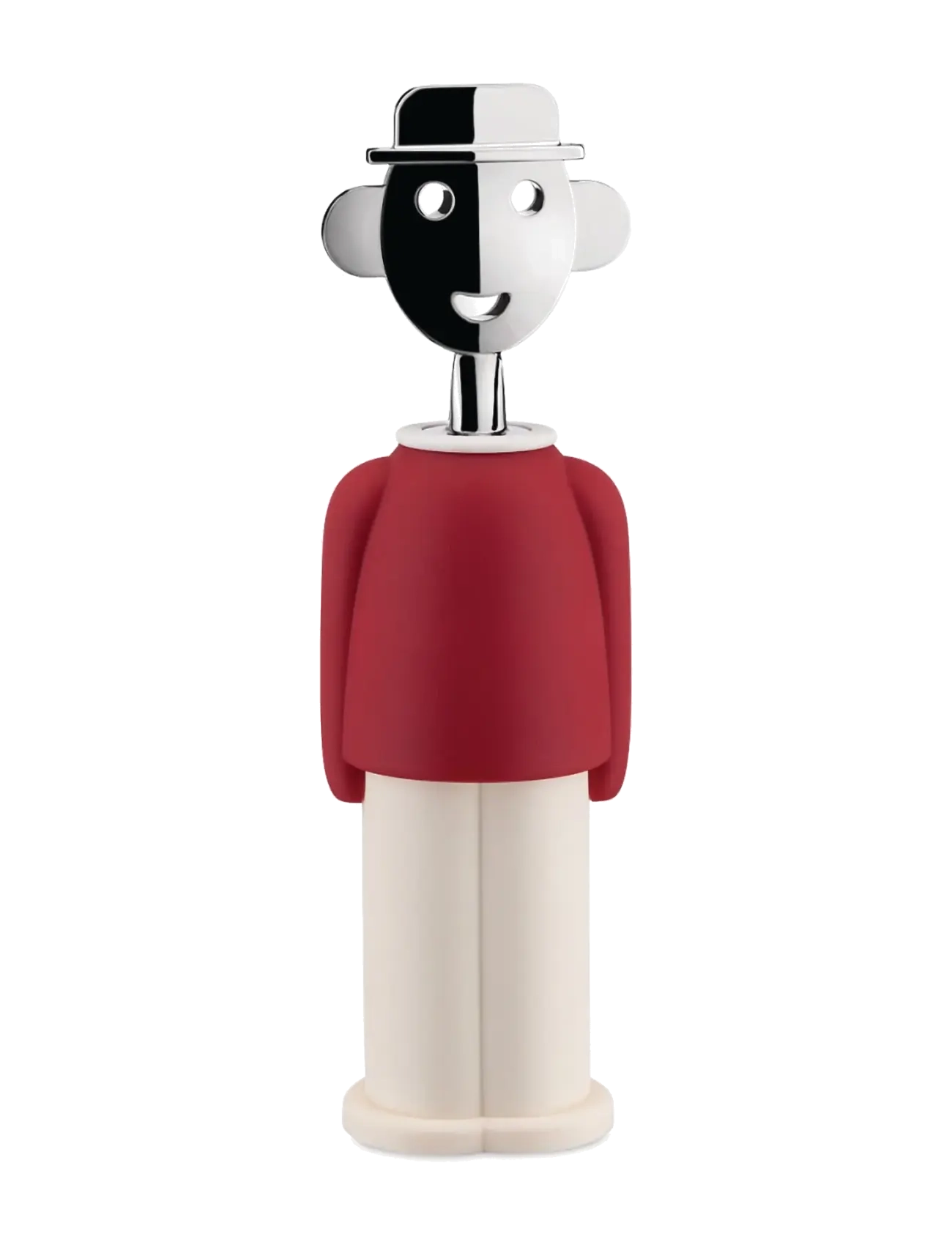 Alessi Corkscrew In Thermoplastic Resin, Red And White, And Chrome-Plated Zamak, Flaskeåbner og vinprop, Rød, Str: D6CM