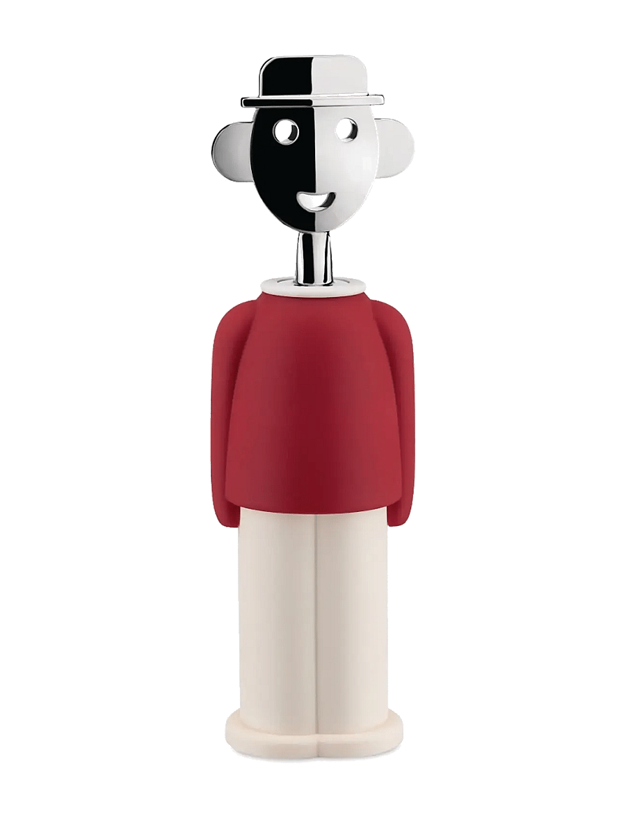 Alessi - Corkscrew in thermoplastic resin, red and white, and chrome-plated zamak - flaschenöffner & weinverschlüsse - red,white - 1
