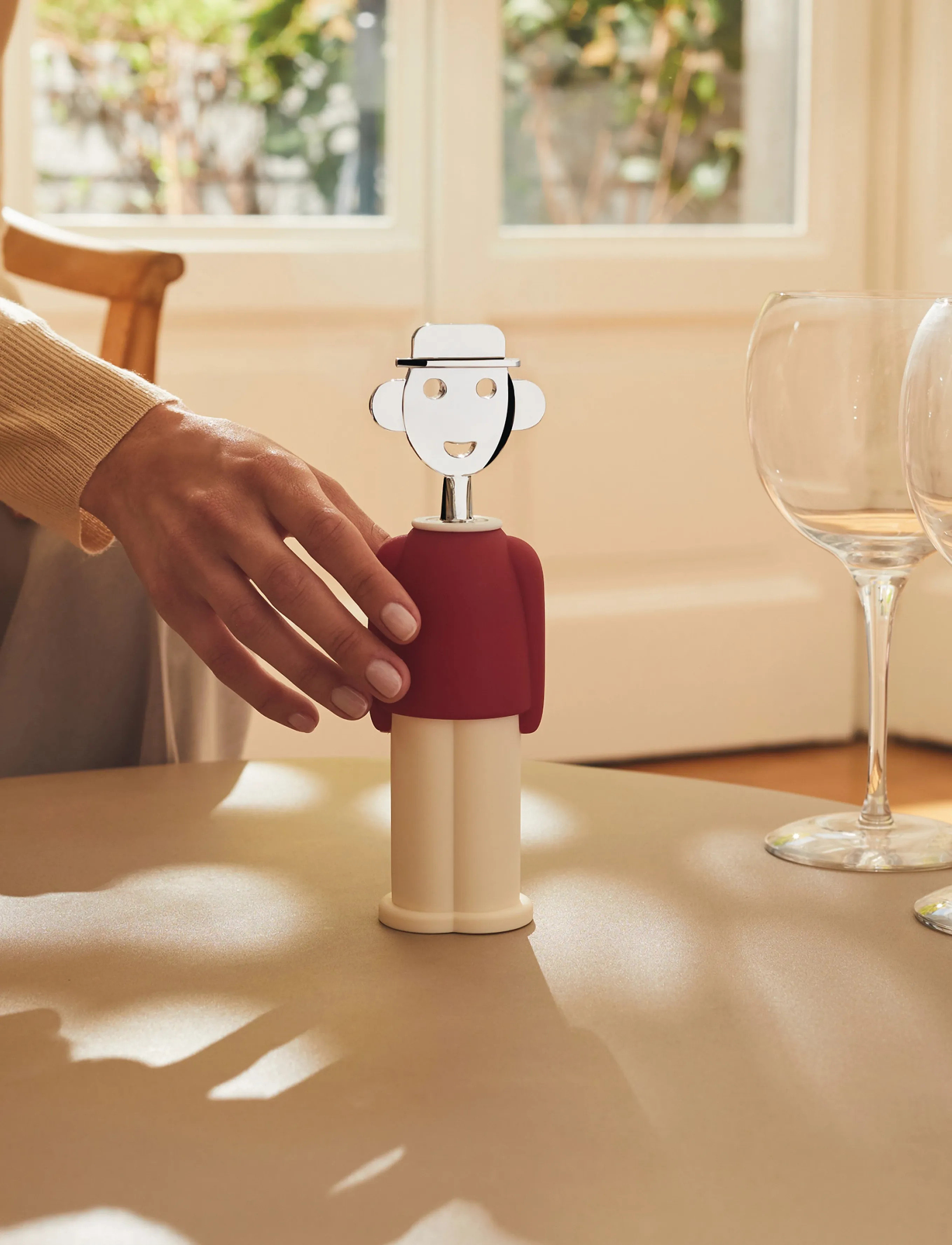 Alessi Corkscrew In Thermoplastic Resin, Red And White, And Chrome-Plated Zamak, D6 cm, Red, Tilbehør Til Drinks Og Barer > Flaskeåbnere Og Vinpropper
