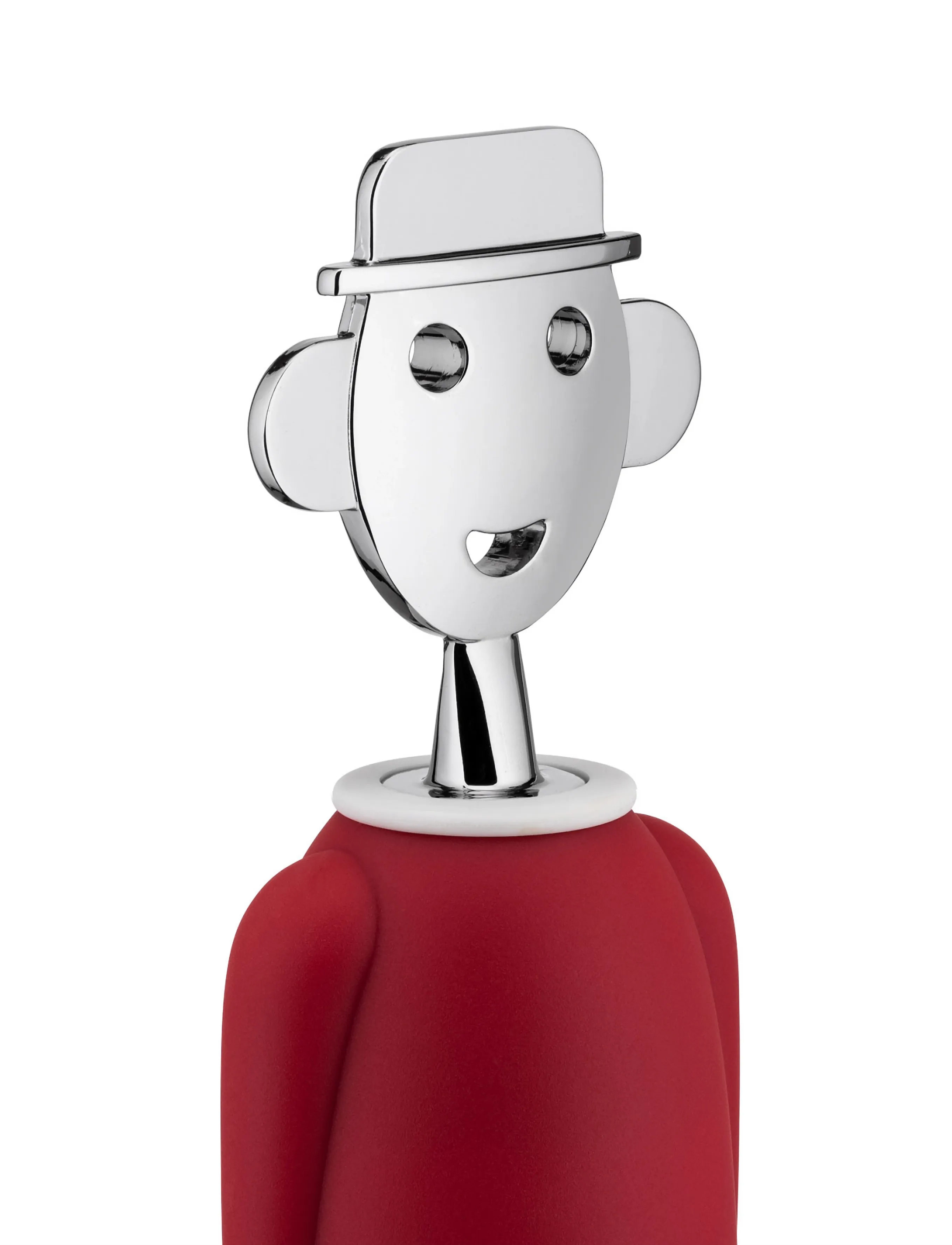 Alessi - Corkscrew in thermoplastic resin, red and white, and chrome-plated zamak - red,white - 2