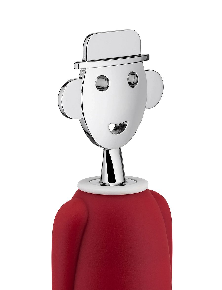 Alessi - Corkscrew in thermoplastic resin, red and white, and chrome-plated zamak - flaschenöffner & weinverschlüsse - red,white - 2