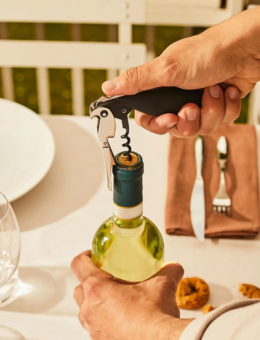 Alessi - Sommelier corkscrew in die-cast aluminum and PC, black Licensed by Pulltaps - ouvre-bouteilles et bouchons de vin - black - 0