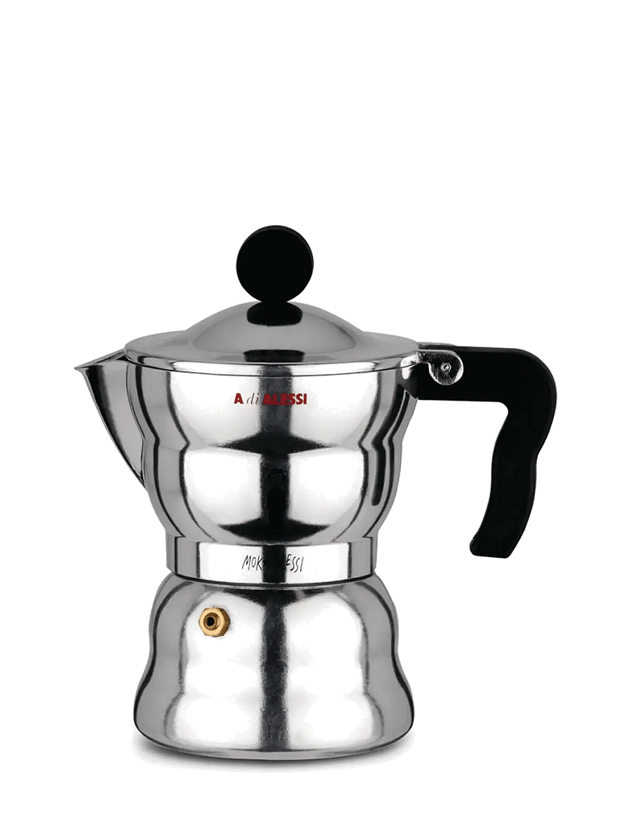 Alessi - Espresso maker in die-cast aluminum Handle and knob in thermoplastic, black 3 cups - espressokannud - black - 1