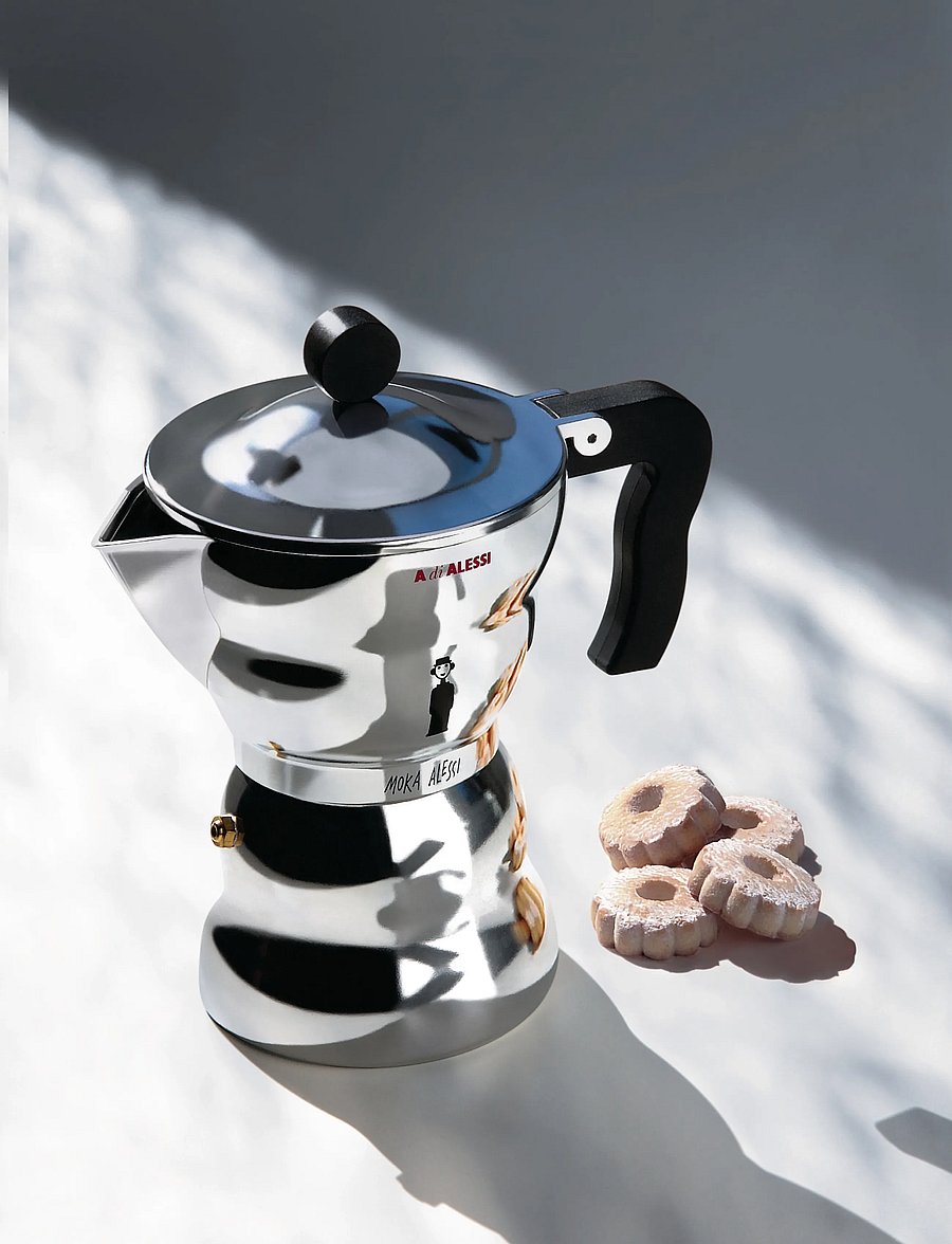 Alessi - Espresso maker in die-cast aluminum Handle and knob in thermoplastic, black 3 cups - espressokannud - black - 0