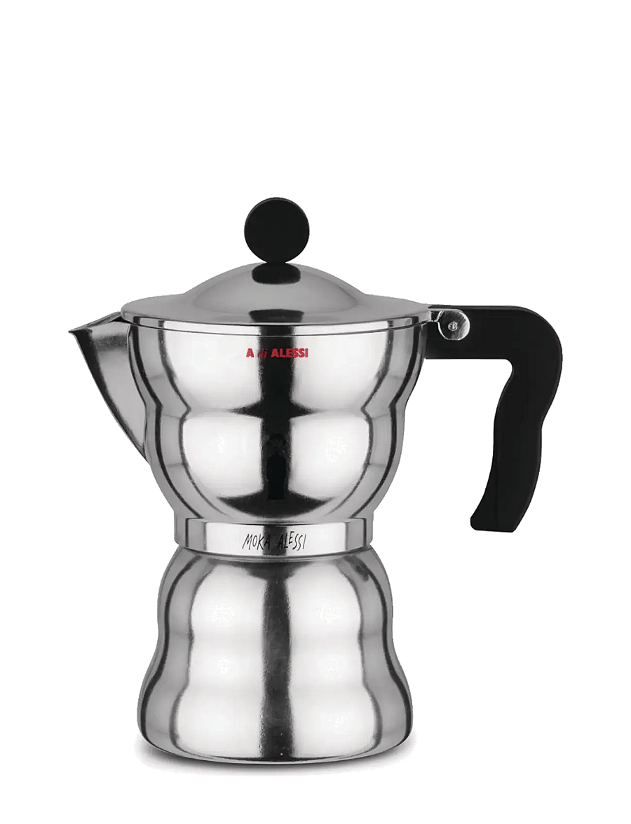Alessi - Espresso maker in die-cast aluminum Handle and knob in thermoplastic, black 6 cups - moka-töpfe - black - 1