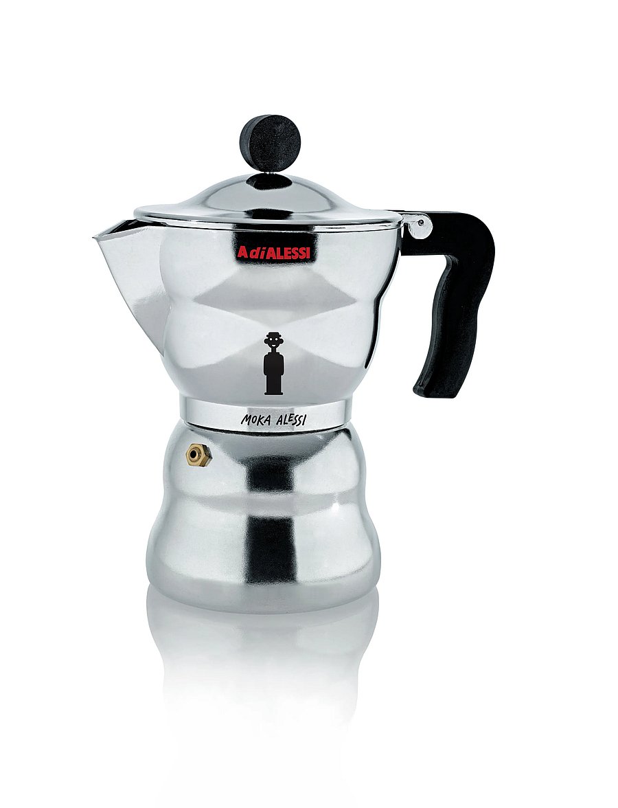 Alessi - Espresso maker in die-cast aluminum Handle and knob in thermoplastic, black 6 cups - moka-töpfe - black - 0