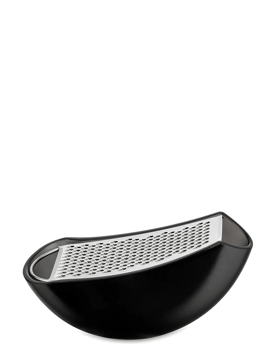 Alessi - Grater with cheese cup in thermoplastic, black and mirror-polished steel - käsedosen - black - 1