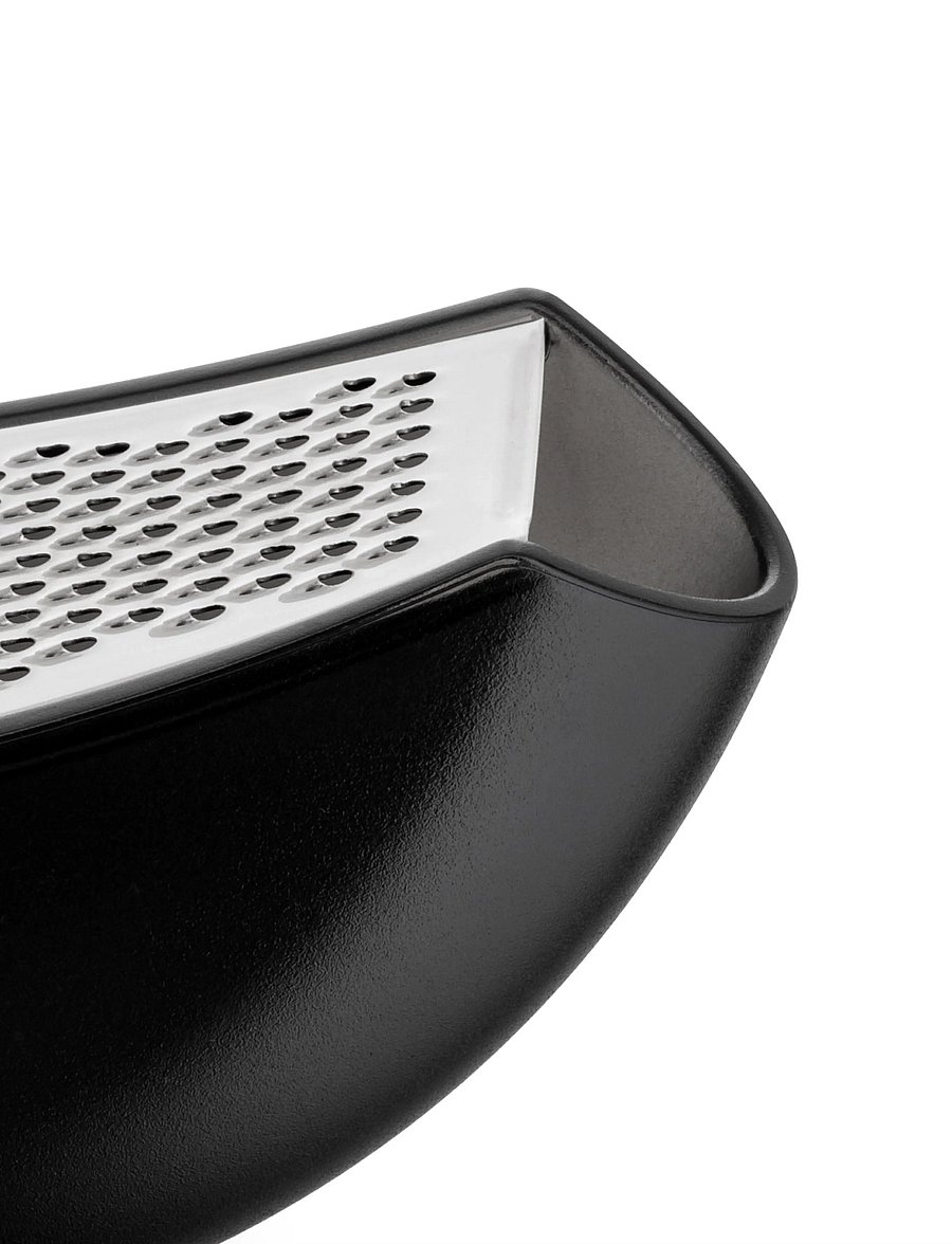 Alessi - Grater with cheese cup in thermoplastic, black and mirror-polished steel - käsedosen - black - 3