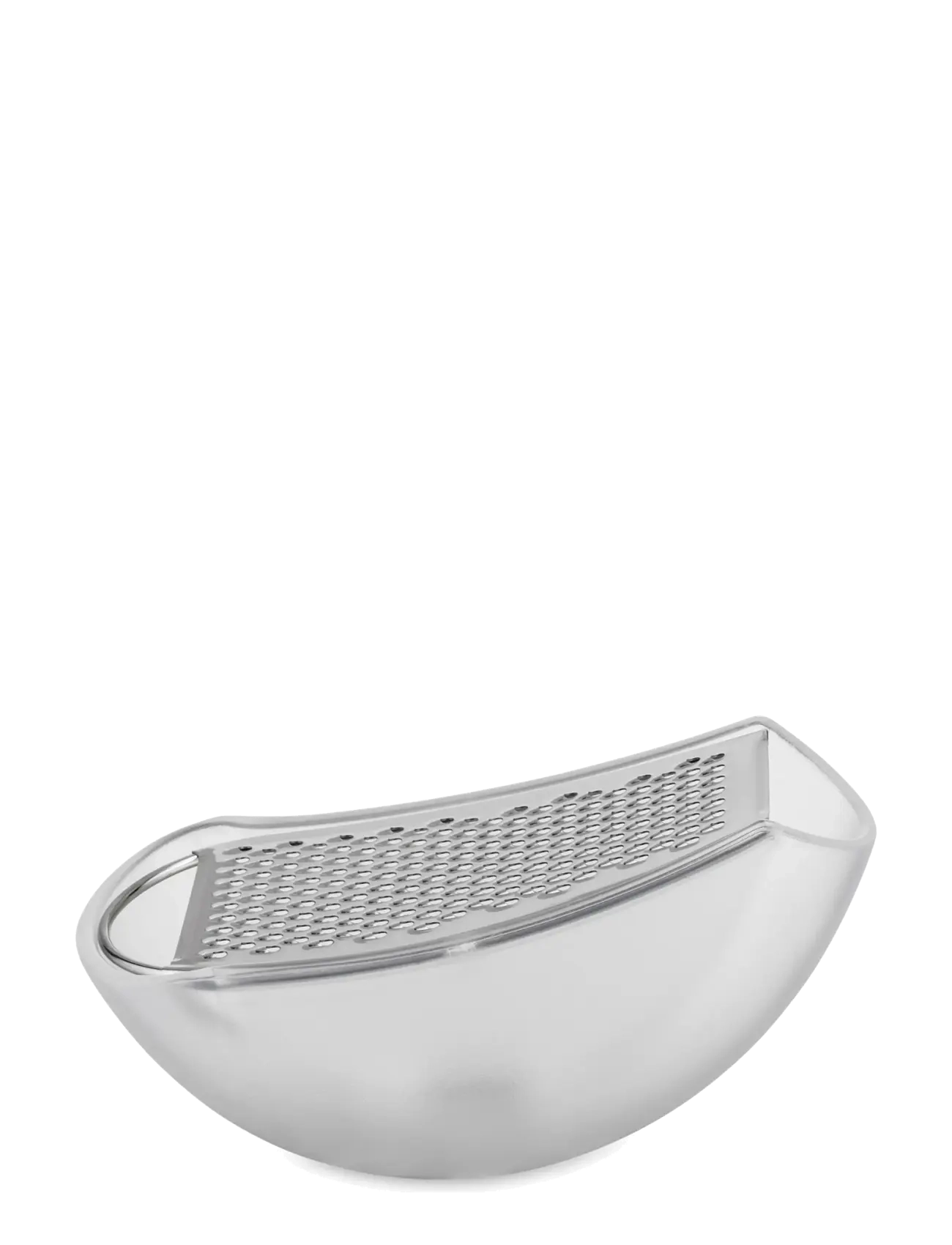 Alessi Grater With Cheese Cup In Thermoplastic, Ice And Mirror-Polished Steel, Rivejern, Hvid, Str: 15.3X7.5X6.7CM