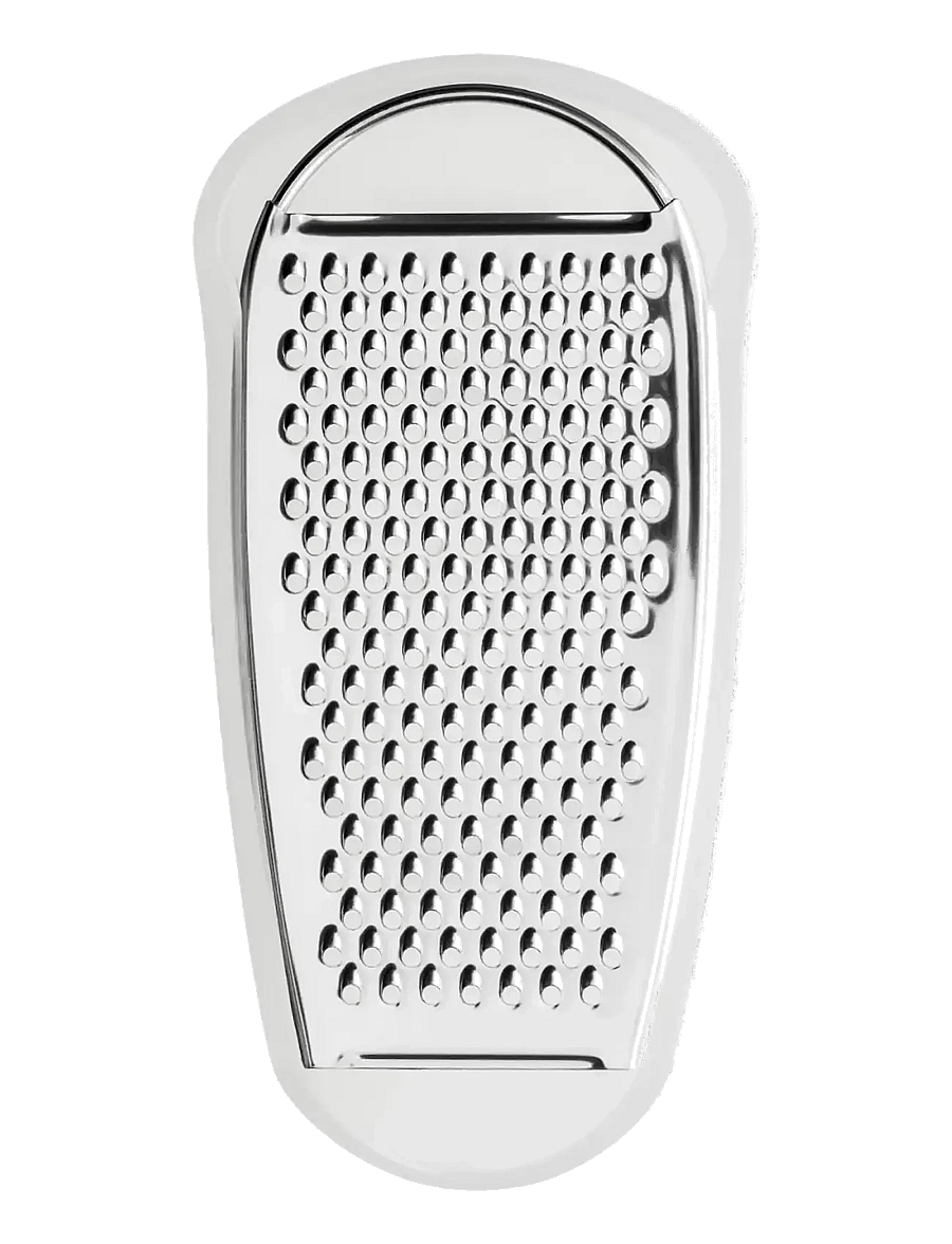 Alessi - Grater with cheese cup in thermoplastic, ice and mirror-polished steel - juustu karbid - ice - 1