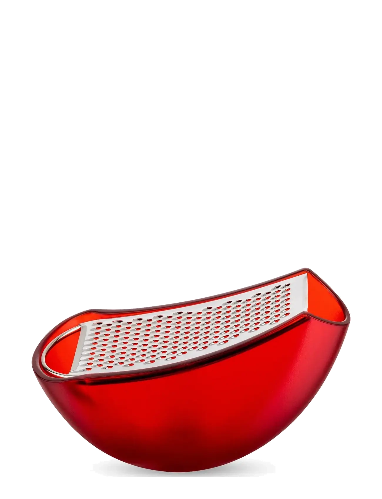 Alessi Grater With Cheese Cup In Thermoplastic, Red And Polished Steel, Rivejern, Rød, Str: 15.3X7.5X6.7CM