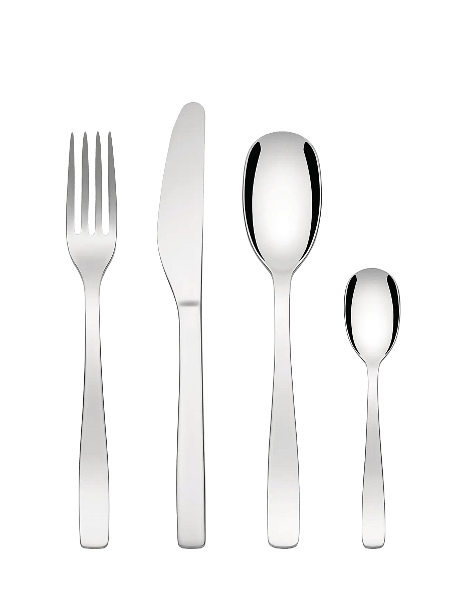 Alessi - Cutlery set with 6 spoons, forks, knives and coffee spoons - bestecksets - steel - 0