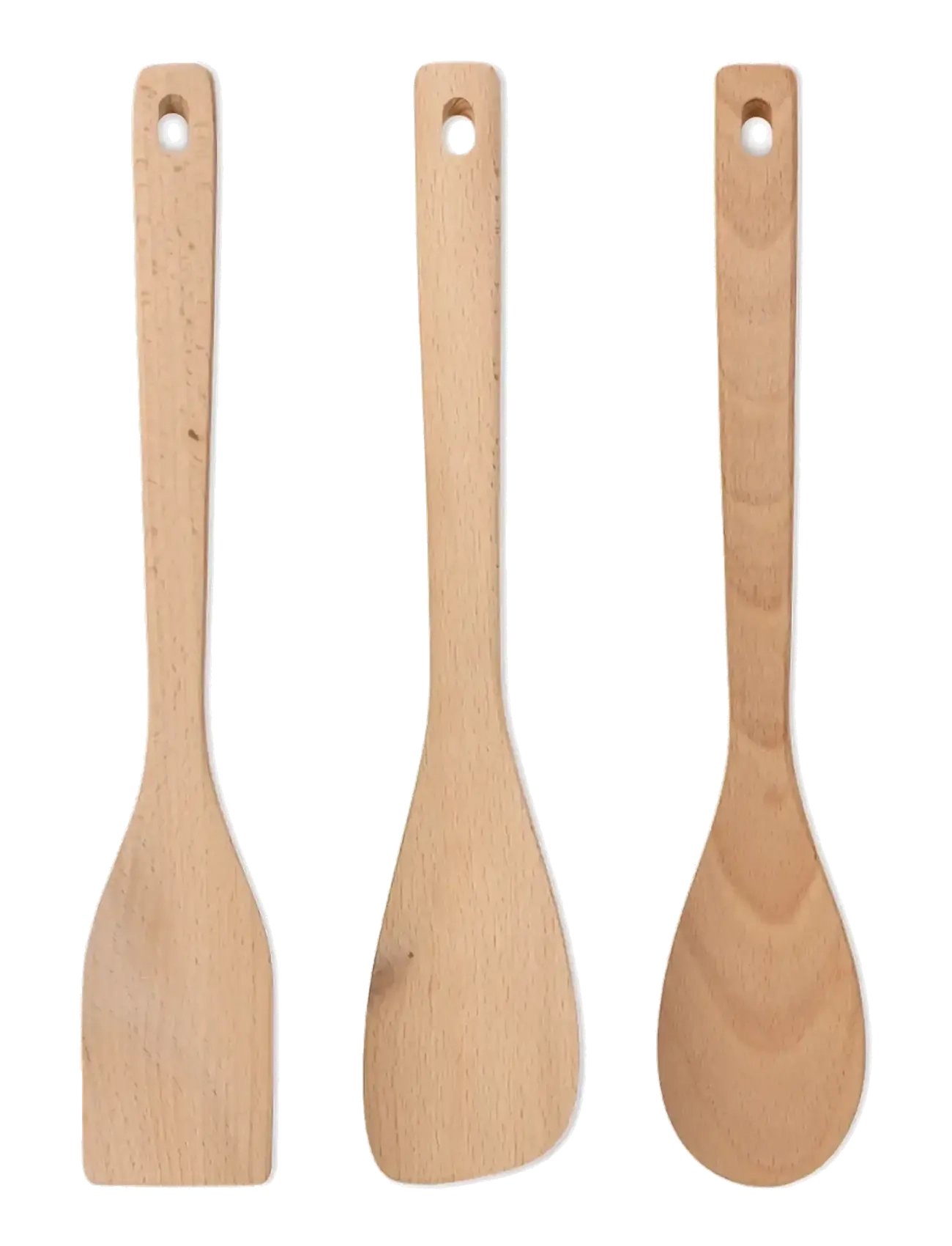 Alessi Set consisting of a kitchen spoon, a risotto spoon and a wooden ladle - Alessi - STEEL / natural