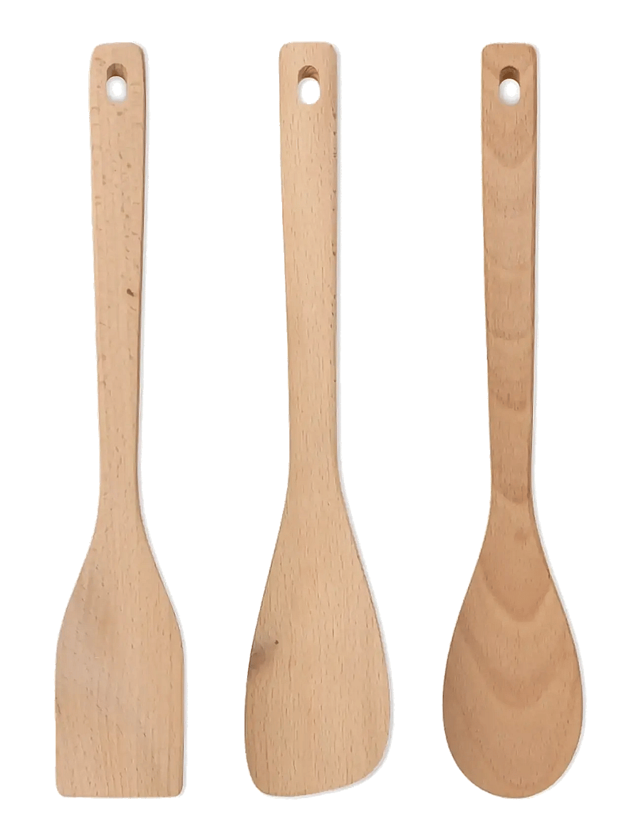 Alessi - Set consisting of a kitchen spoon, a risotto spoon and a wooden ladle - tõstelusikad ja spaatlid - steel - 1