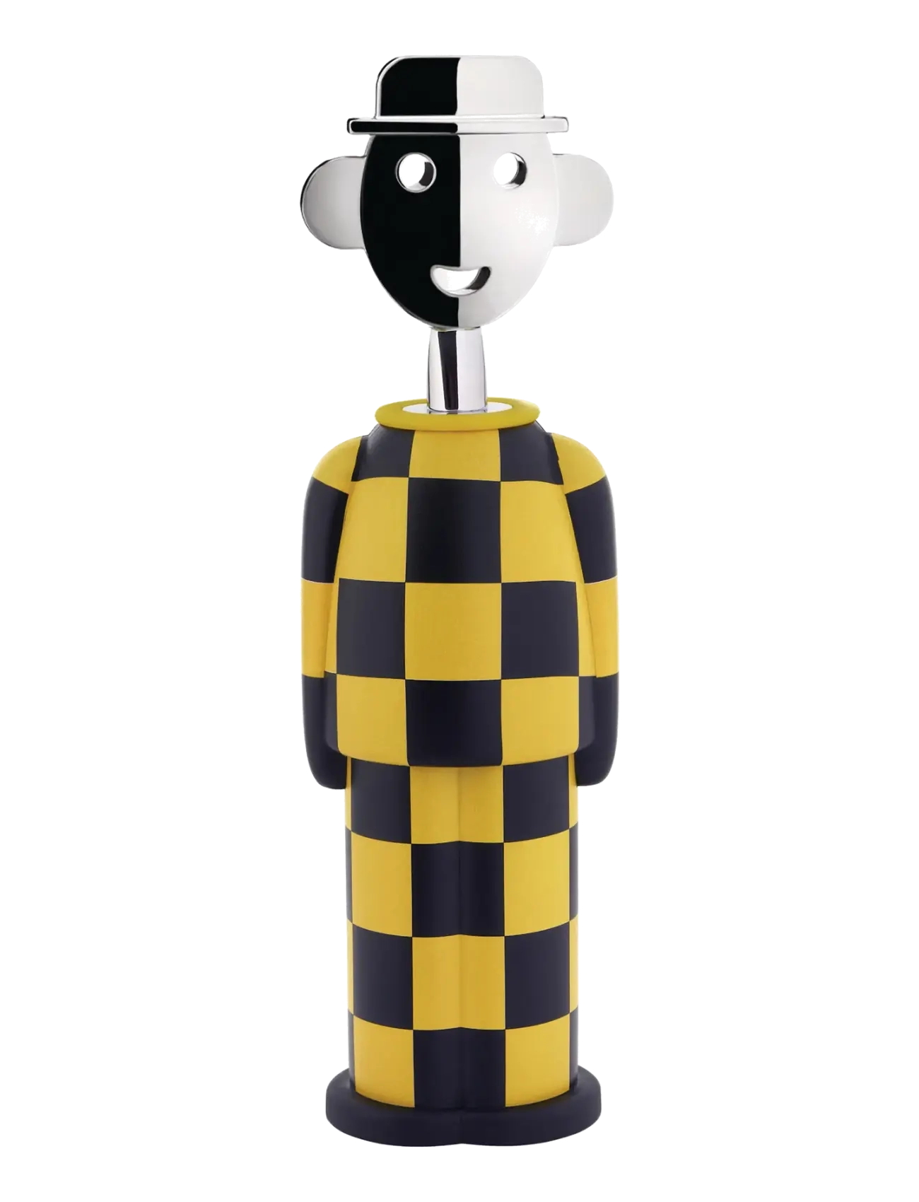 Alessi Corkscrew In Alkipaper And Chrome-Plated Zamak Pattern Design Giallo E Nero, Flaskeåbner og vinprop, Gul, Str: D6CM