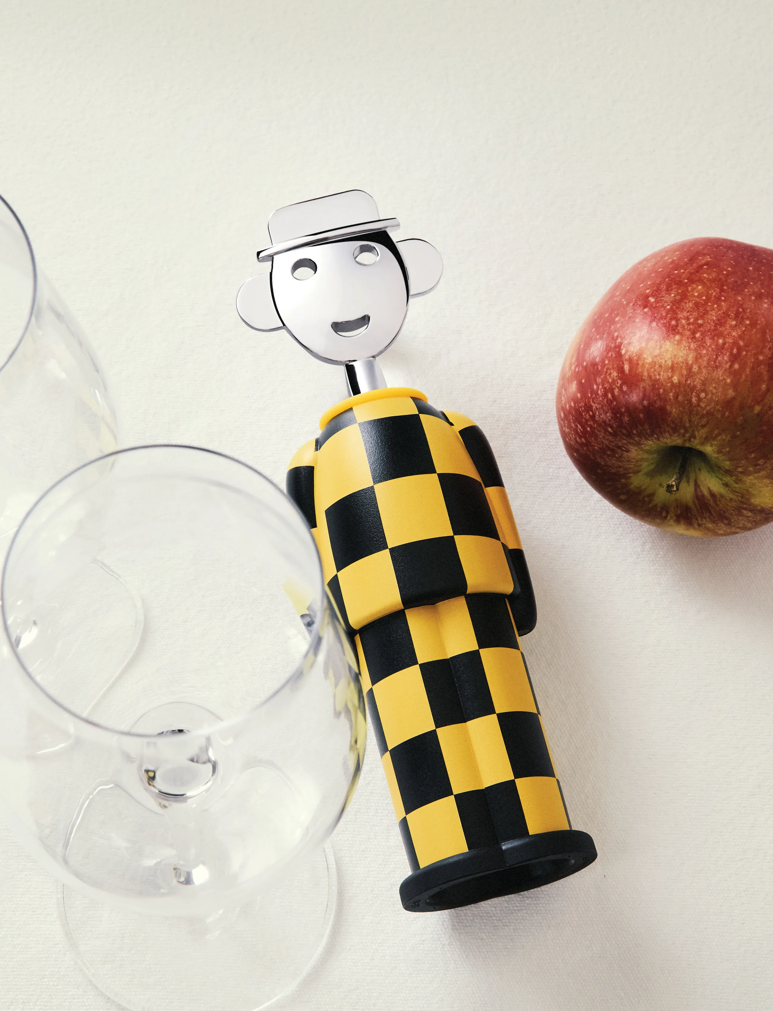 Alessi - Corkscrew in AlkiPaper® and chrome-plated zamak Pattern design Giallo e Nero - ouvre-bouteilles et bouchons de vin - steel - 2