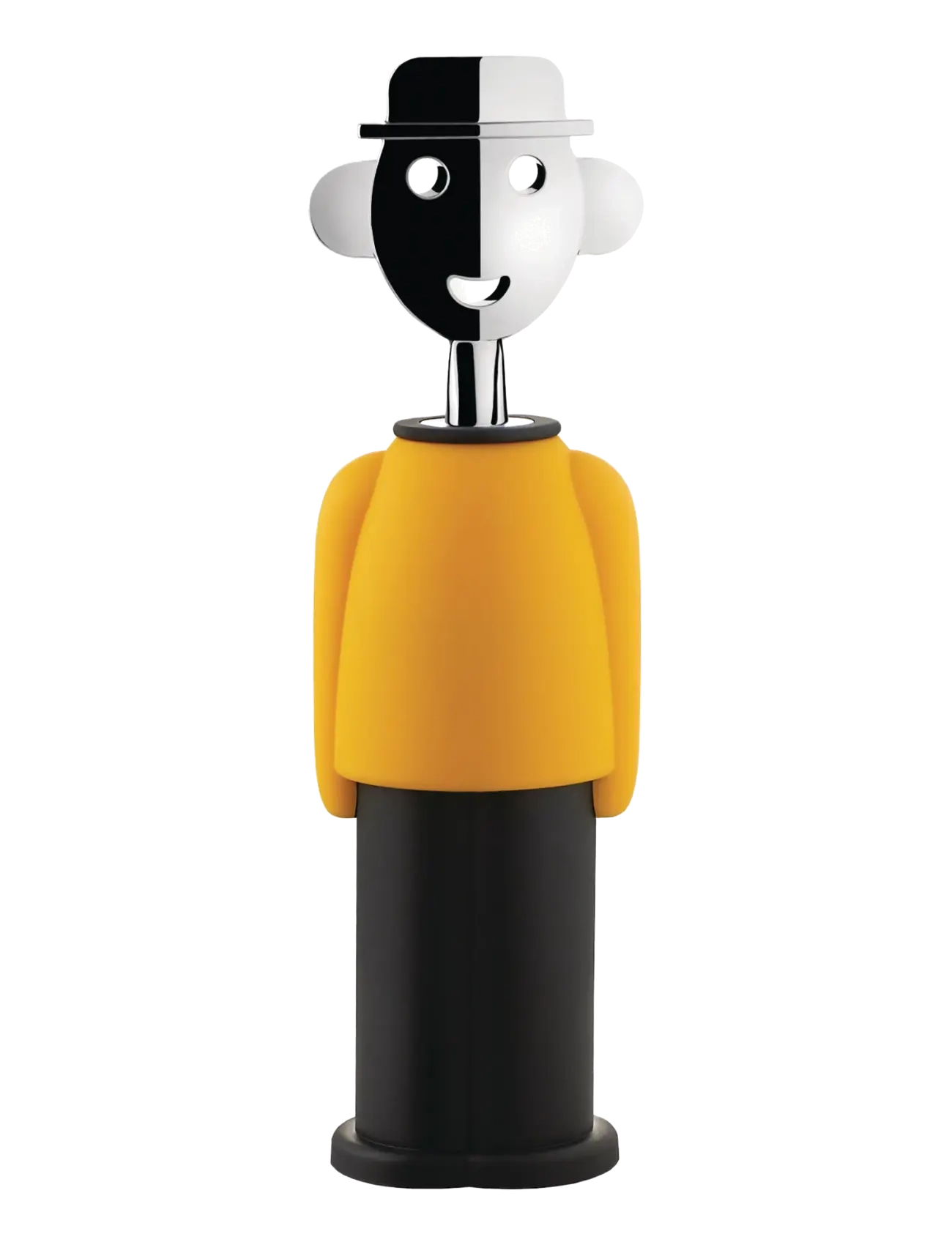Alessi Corkscrew In Thermoplastic, Yellow And Black And Chrome-Plated Zamak, D6 cm, Yellow, Tilbehør Til Drinks Og Barer > Flaskeåbnere Og Vinpropper,