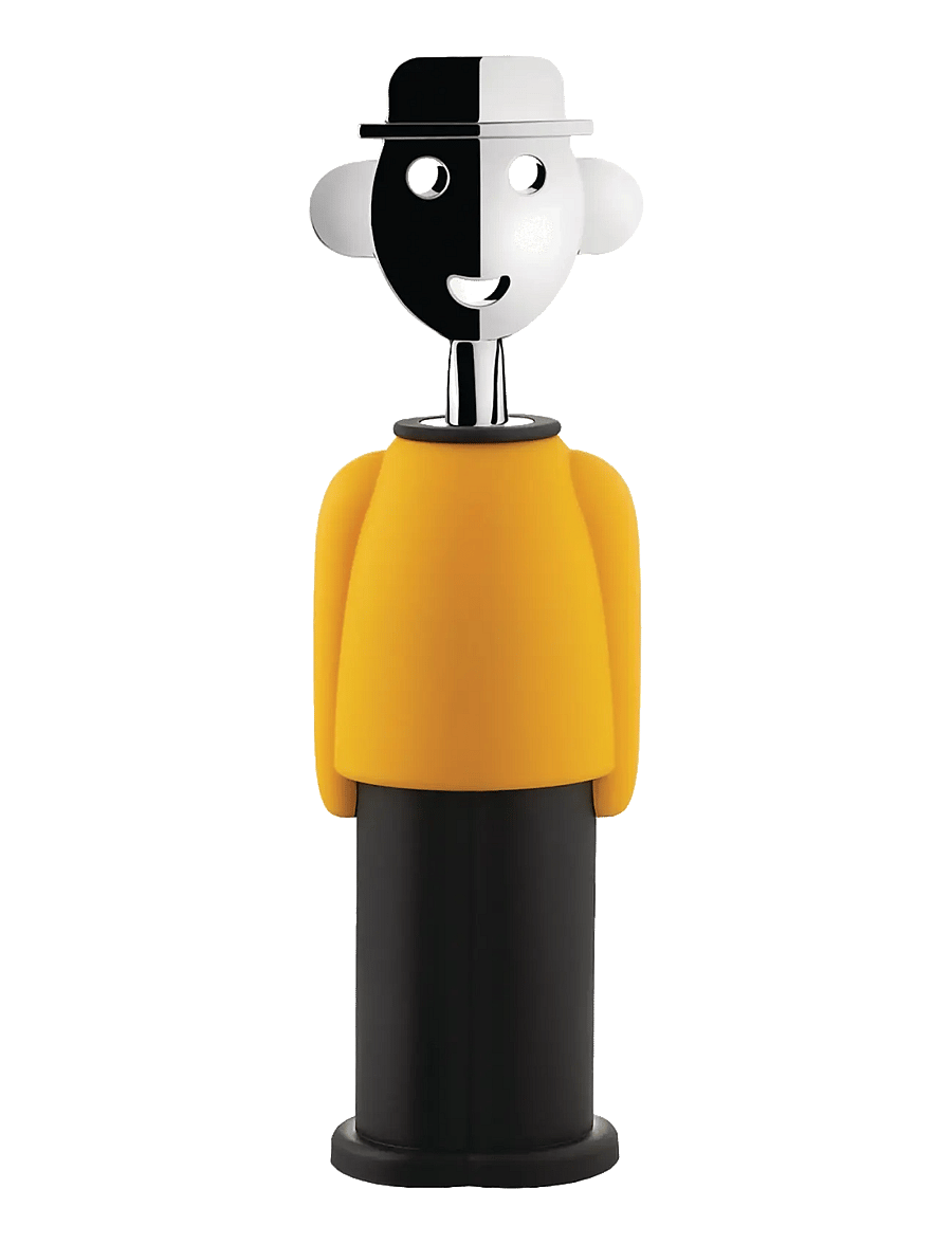 Alessi - Corkscrew in thermoplastic, yellow and black and chrome-plated zamak - flaschenöffner & weinverschlüsse - yellow - 0