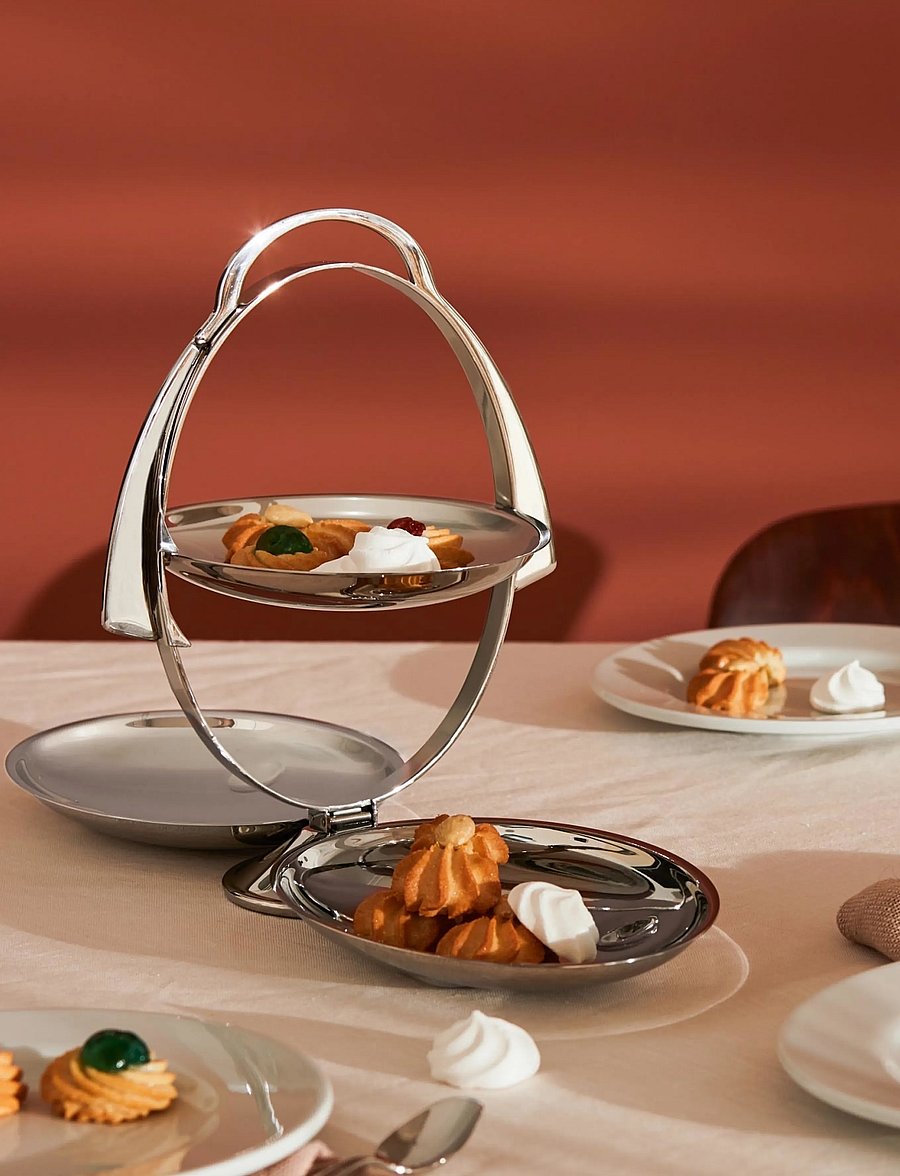 Alessi - Collapsible cake plate in 18/10 stainless steel - koogitaldrikud - steel - 0