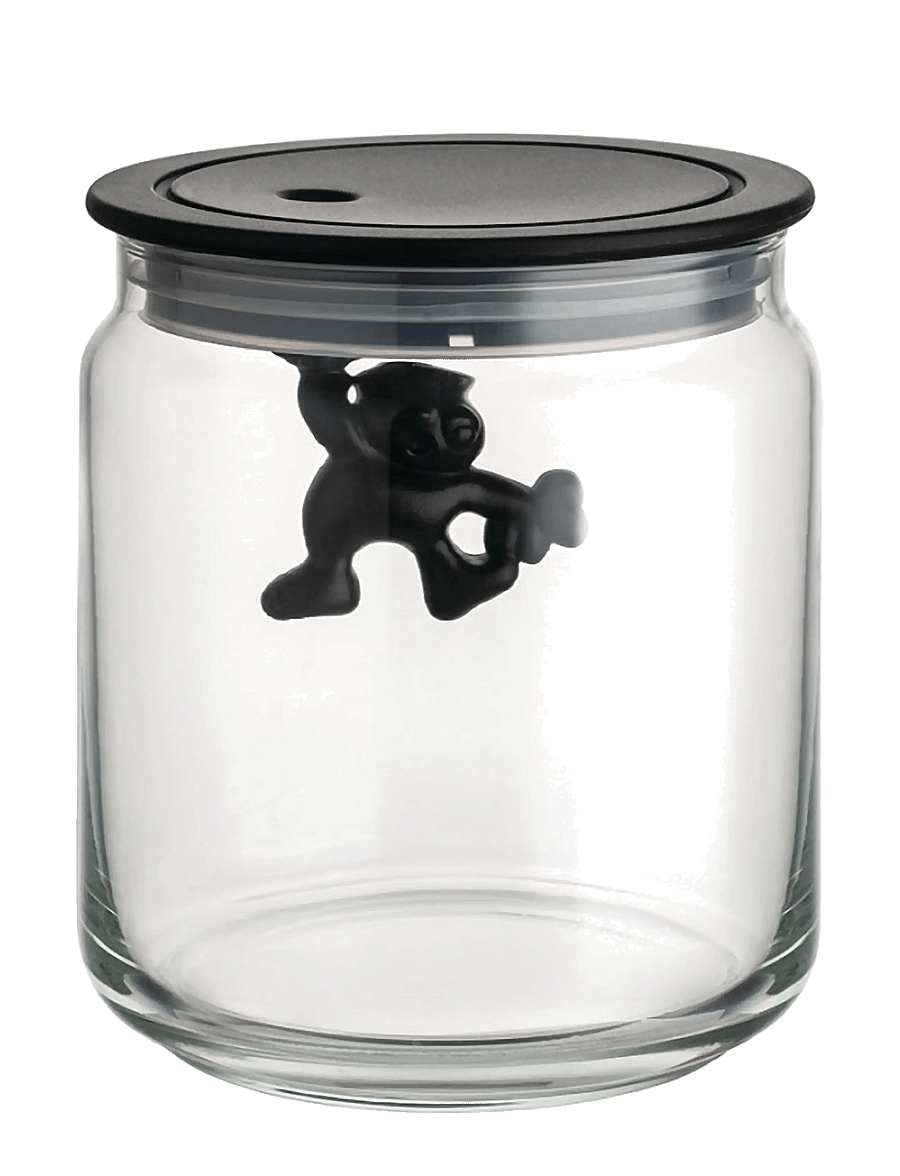 Alessi - Glass kitchen jar with hermetic thermoplastic lid, black - säilituspurgid - black - 1