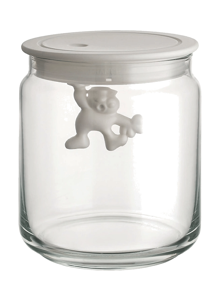 Alessi - Glass kitchen jar with hermetic thermoplastic lid, white - säilituspurgid - white - 0