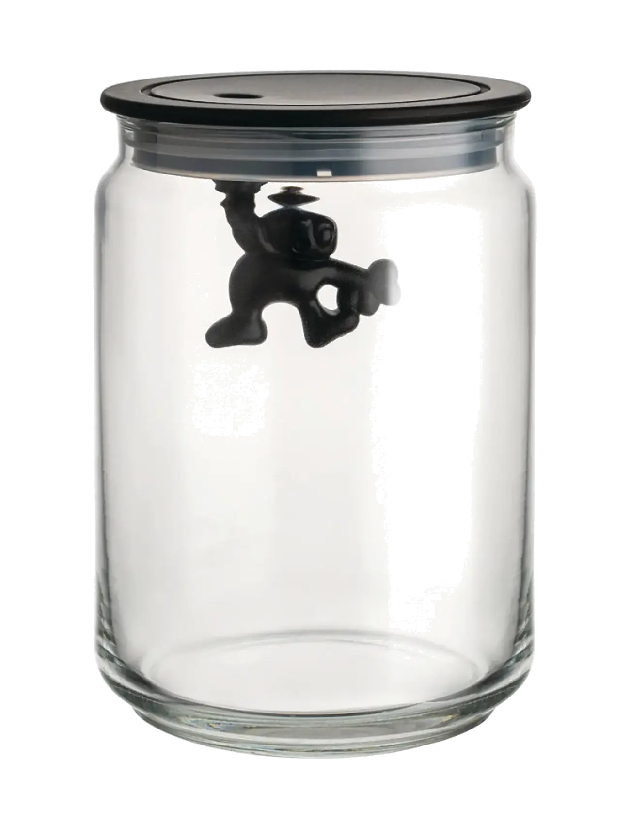 Alessi Glass Kitchen Jar With Hermetic Thermoplastic Lid, Black, Køkkenkrukke, Sort, Str: D10.5CM