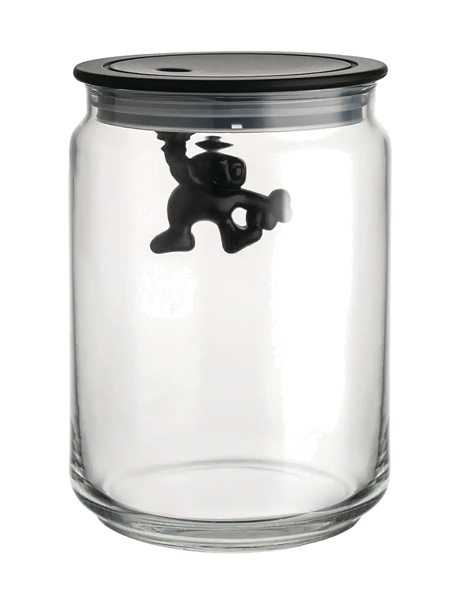 Alessi - Glass kitchen jar with hermetic thermoplastic lid, black - säilituspurgid - black - 1