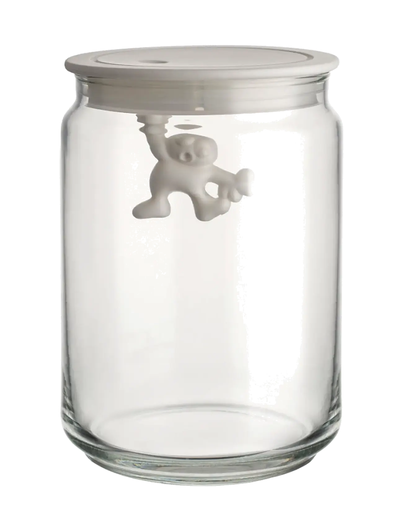 Alessi Glass Kitchen Jar With Hermetic Thermoplastic Lid, White, Køkkenkrukke, Hvid, Str: D10.5CM